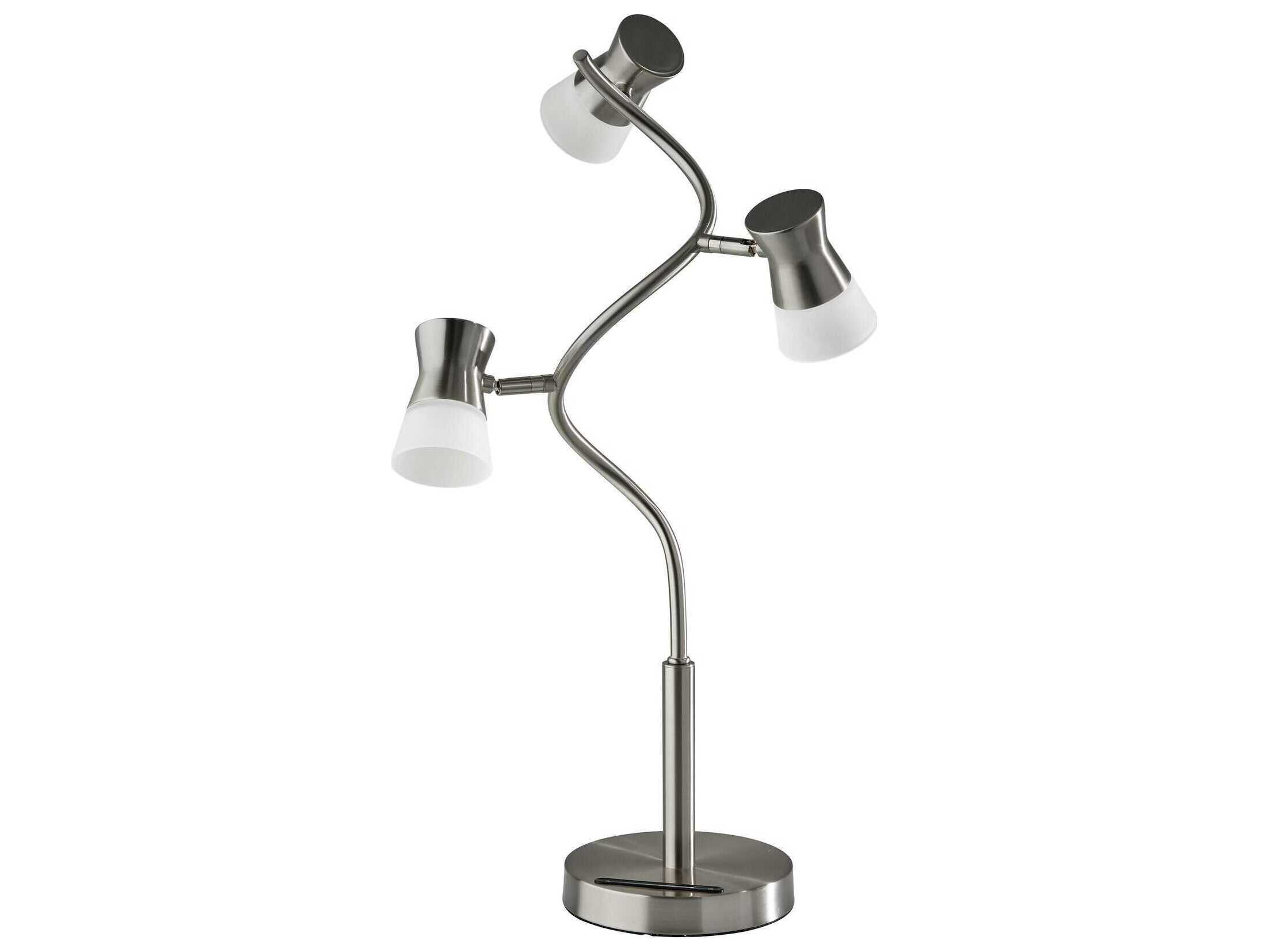 Adesso Cyrus Brushed Steel Frosted Glass Buffet Lamp