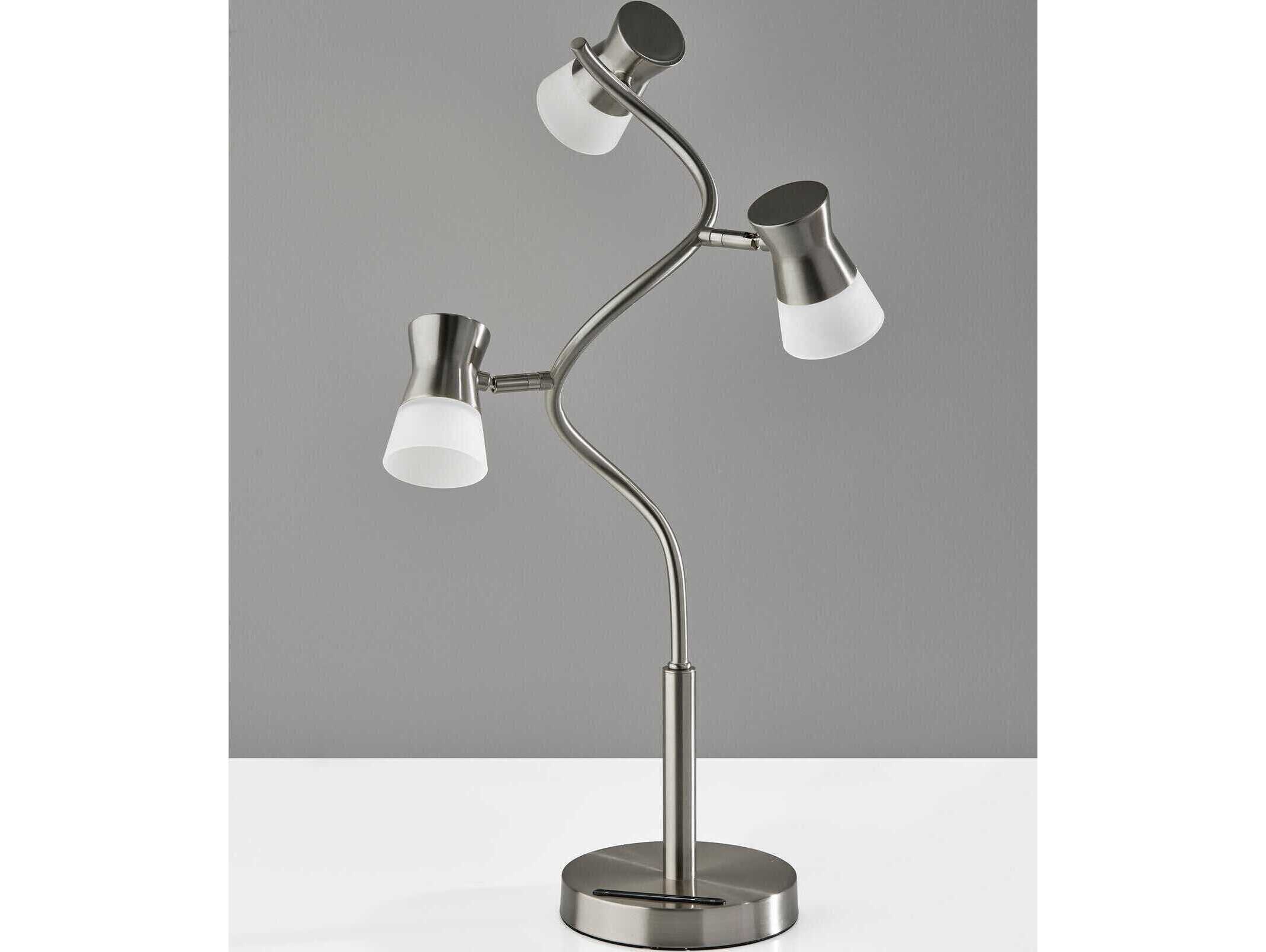 Adesso Cyrus Brushed Steel Frosted Glass Buffet Lamp