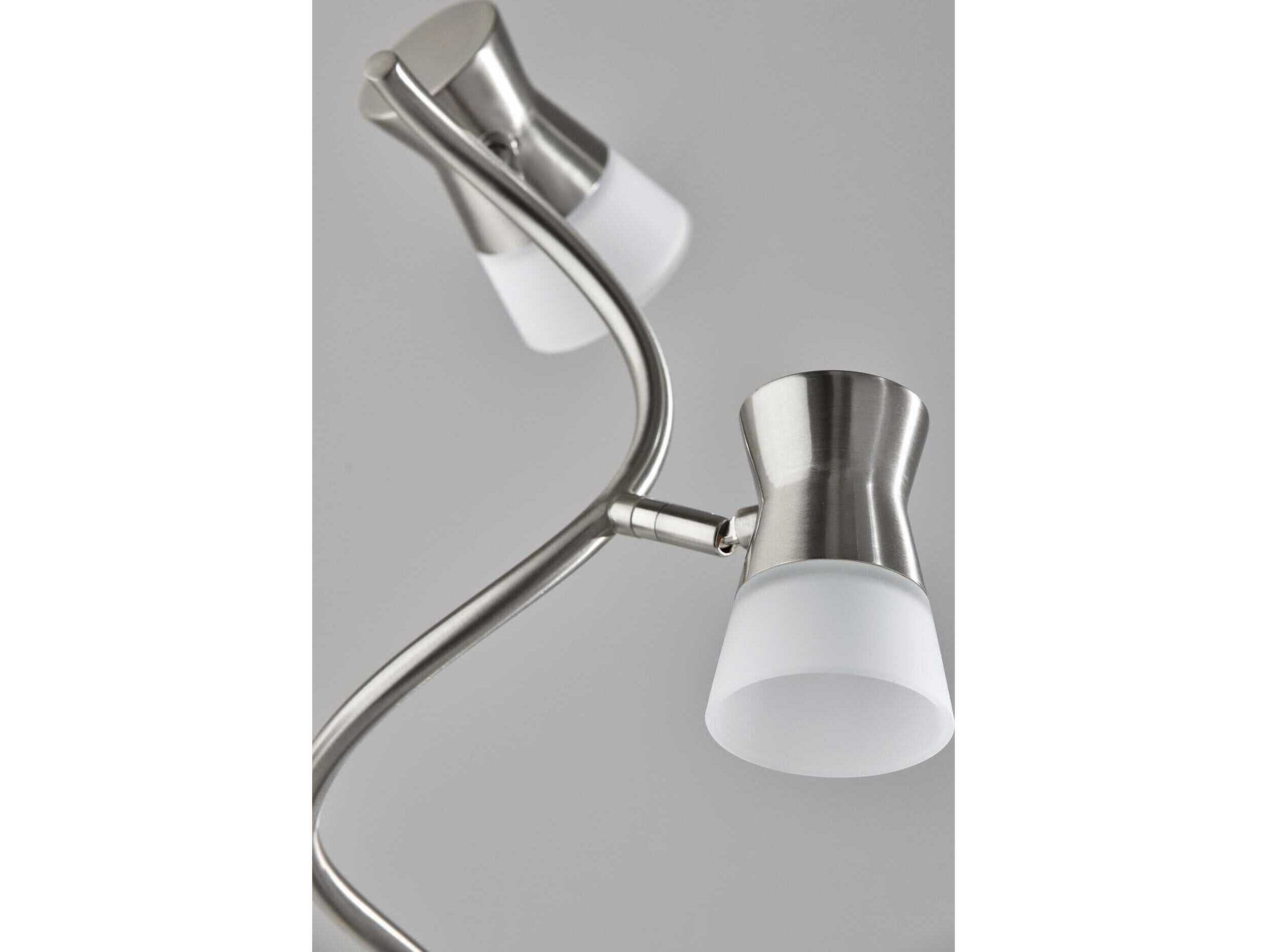 Adesso Cyrus Brushed Steel Frosted Glass Buffet Lamp