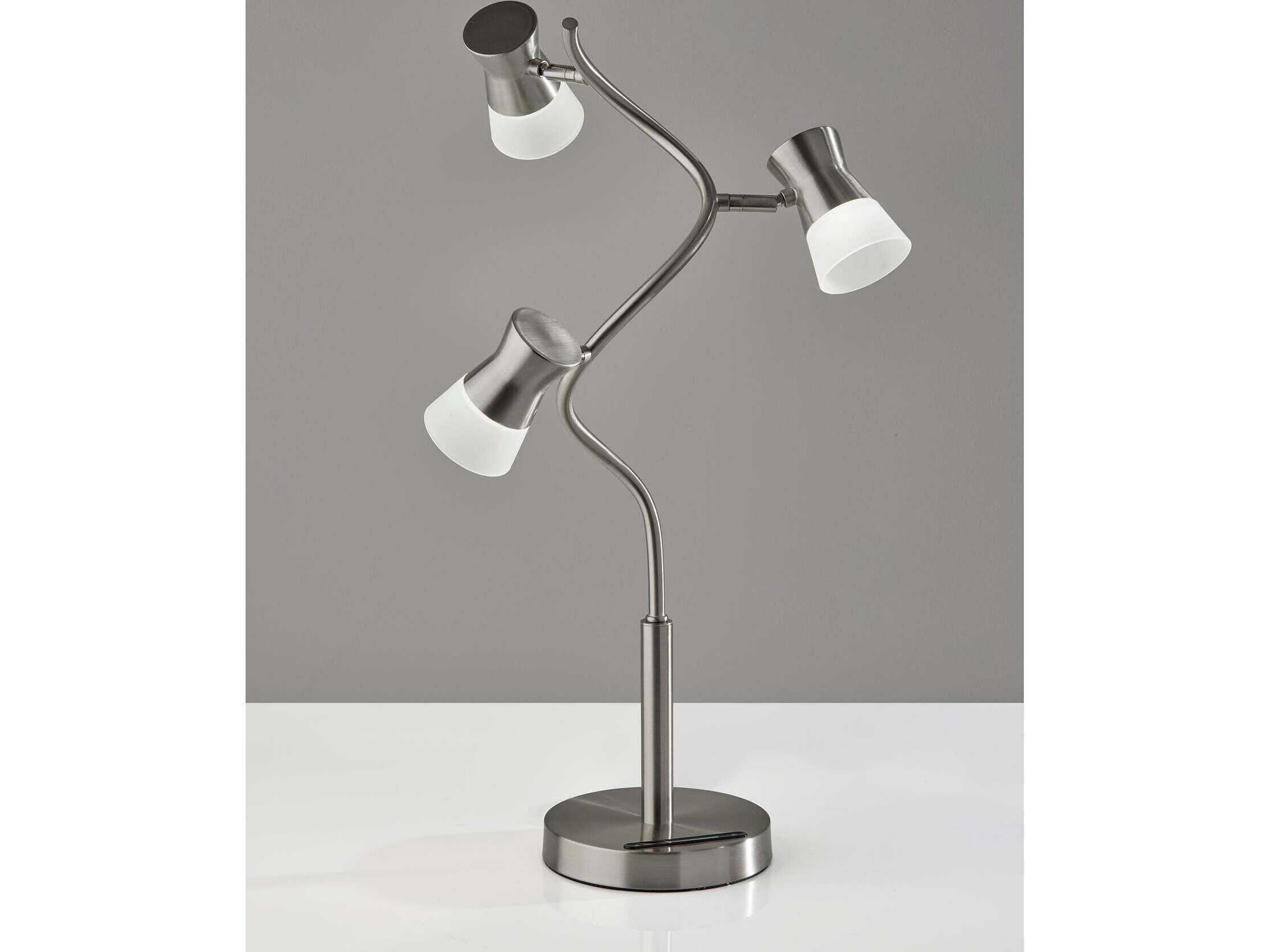 Adesso Cyrus Brushed Steel Frosted Glass Buffet Lamp