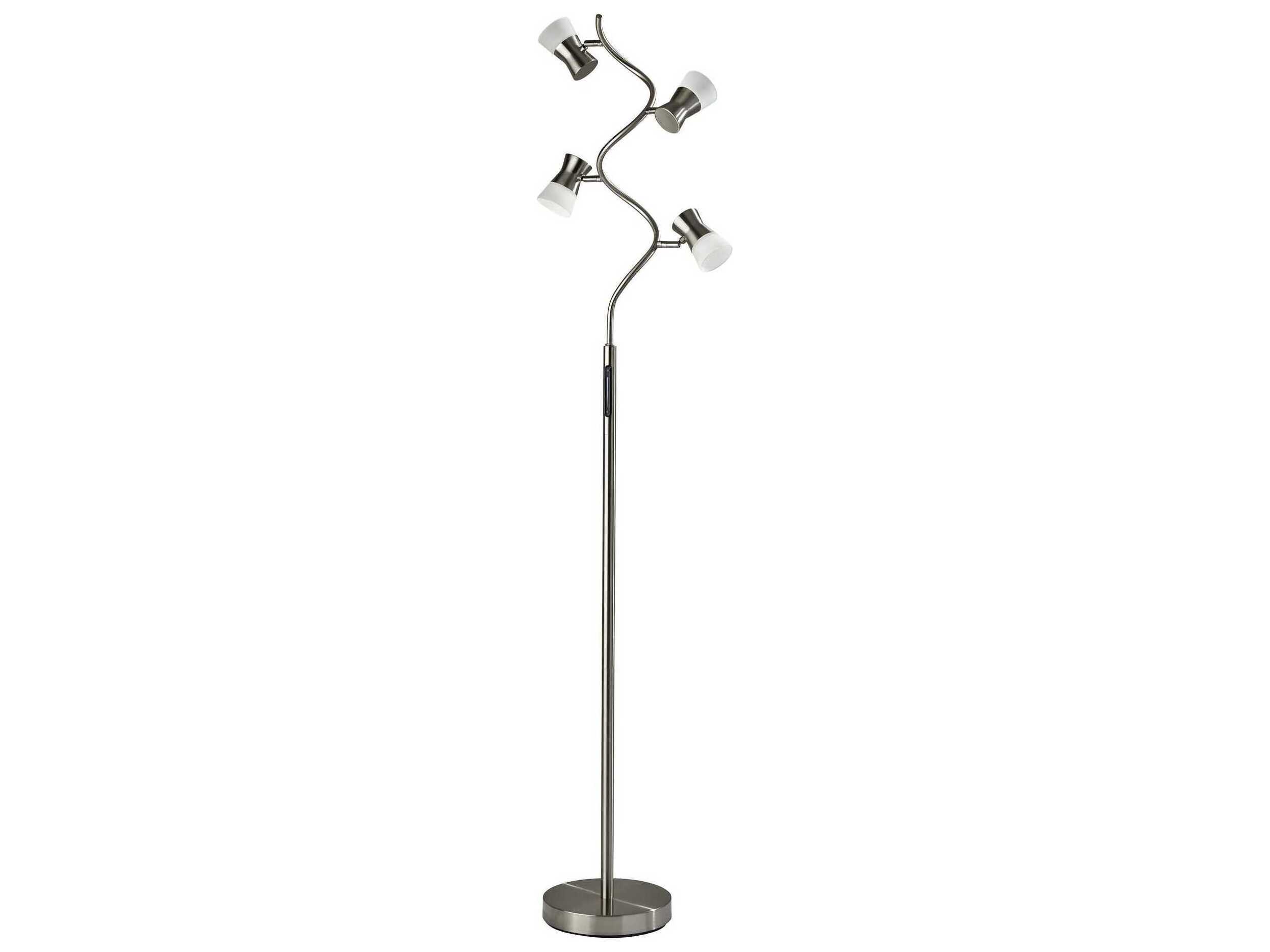 Adesso Cyrus Brushed Steel Frosted Glass Floor Lamp