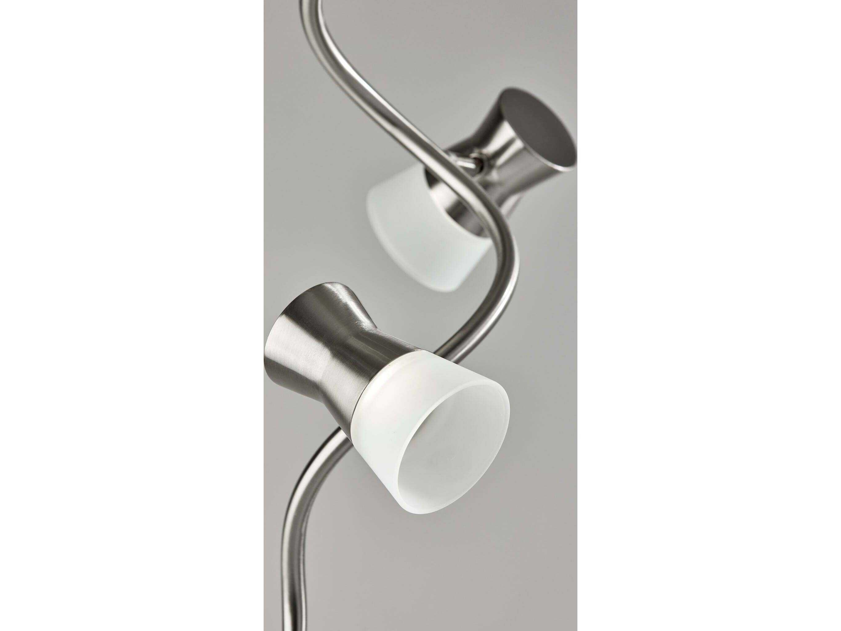 Adesso Cyrus Brushed Steel Frosted Glass Floor Lamp