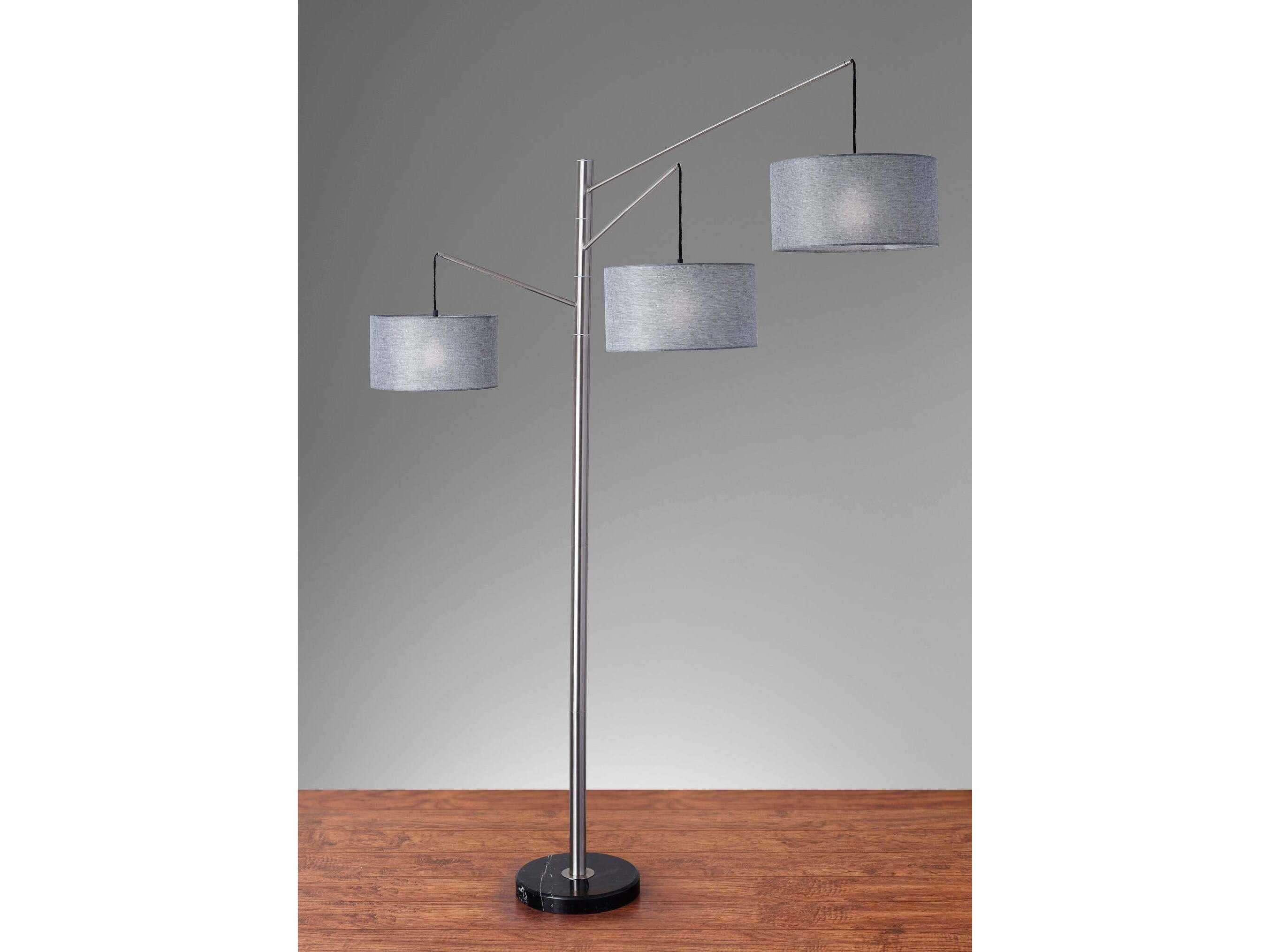 Adesso Wellington Brushed Steel Floor Lamp