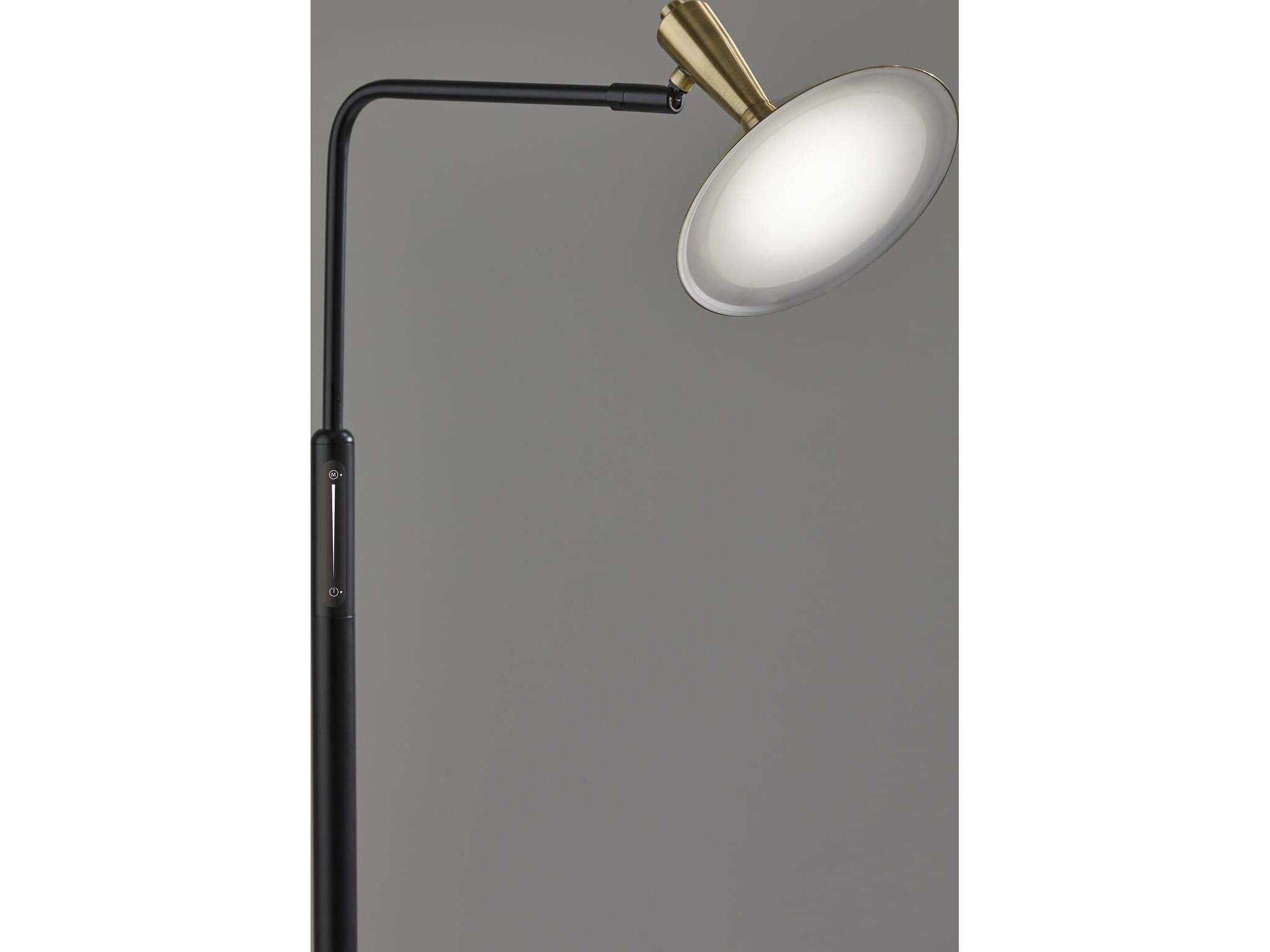 Adesso Lucas Black Antique Brass Metal Floor Lamp