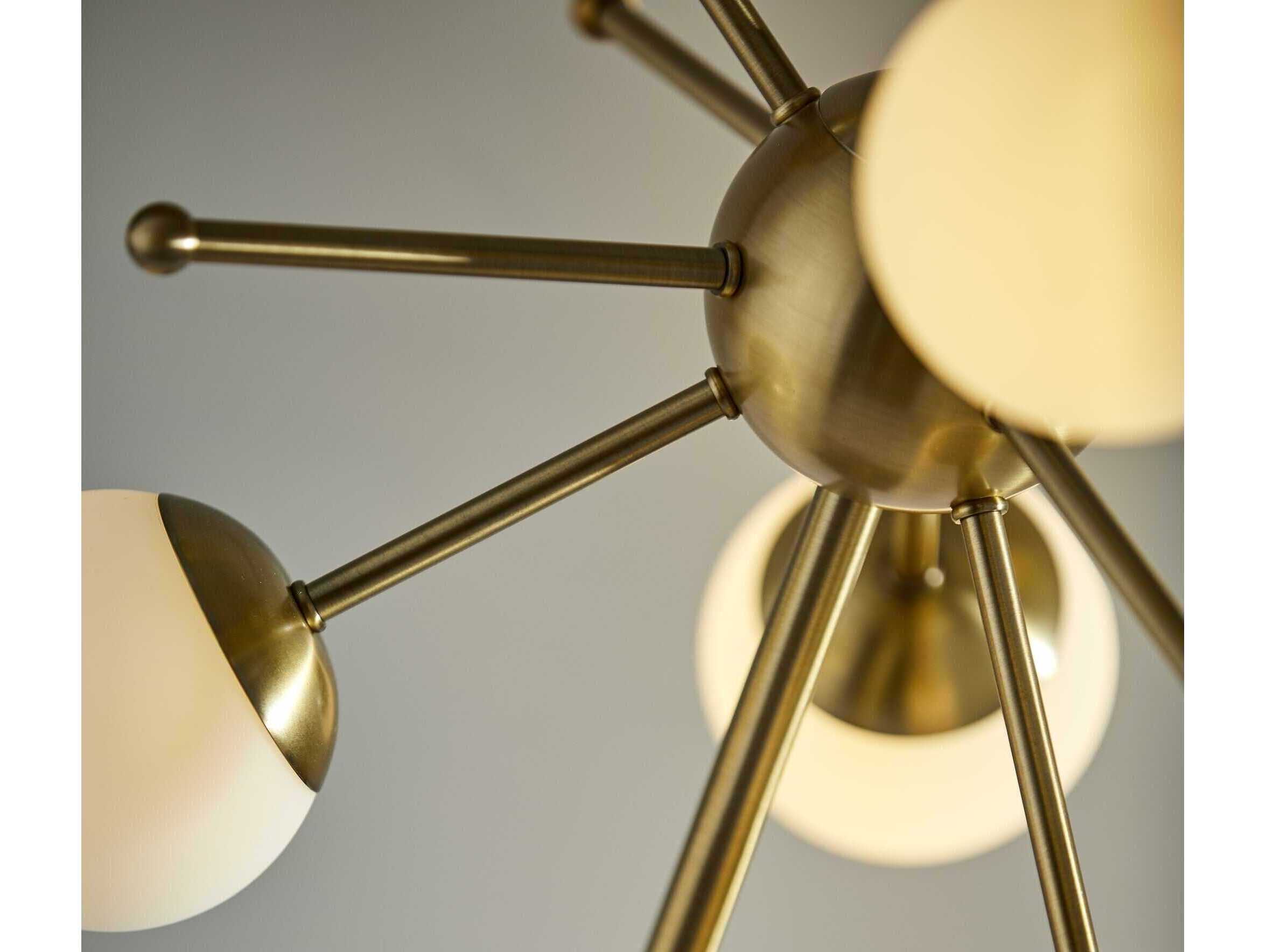 Adesso Doppler Antique Brass White Opal Glass Table Lamp