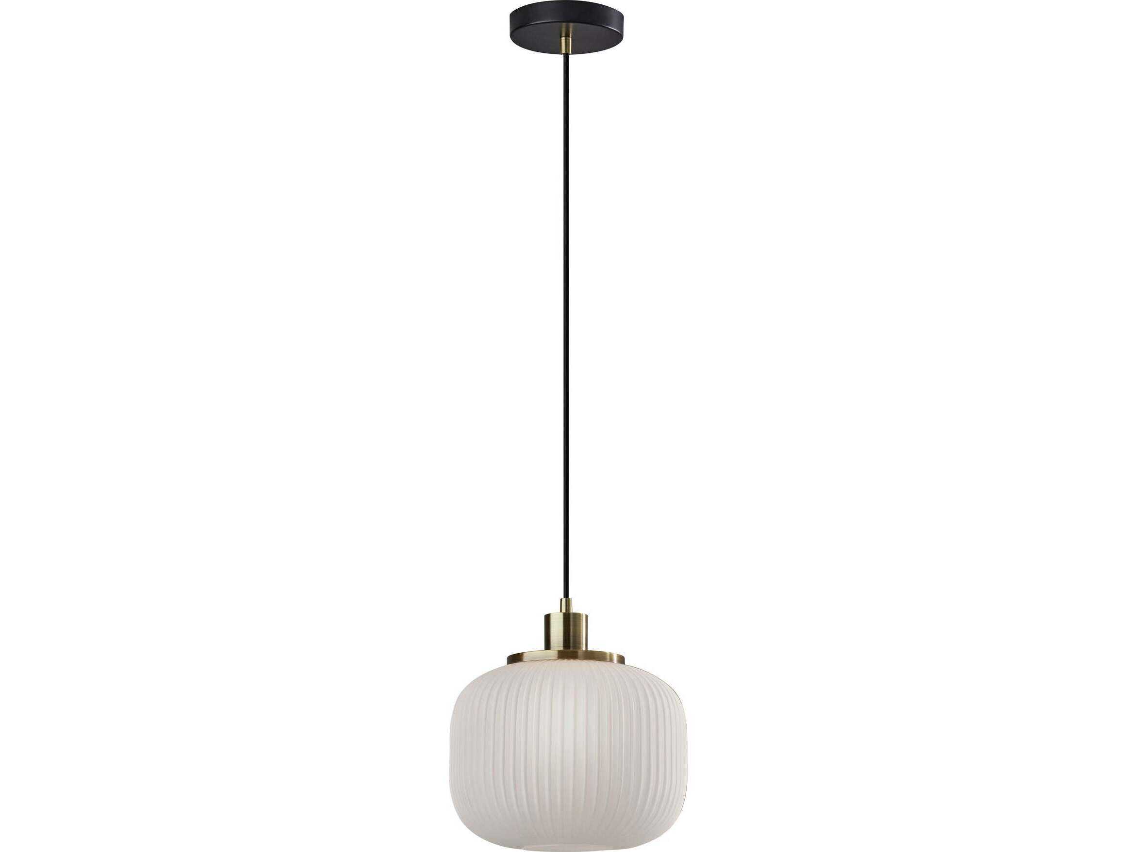 Adesso Hazel Antique Brass Black Round Mini Pendant