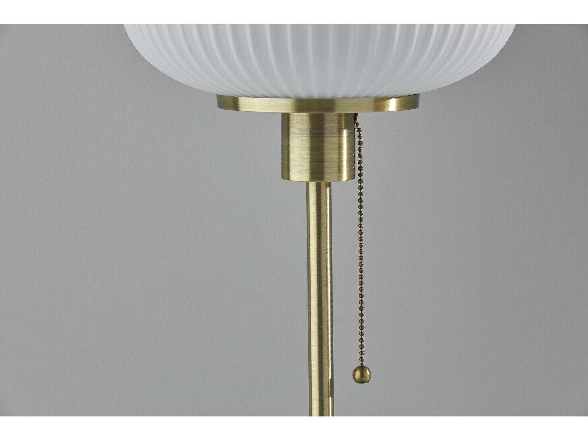 Adesso Hazel Antique Brass Frosted Ribbed Glass Table Lamp