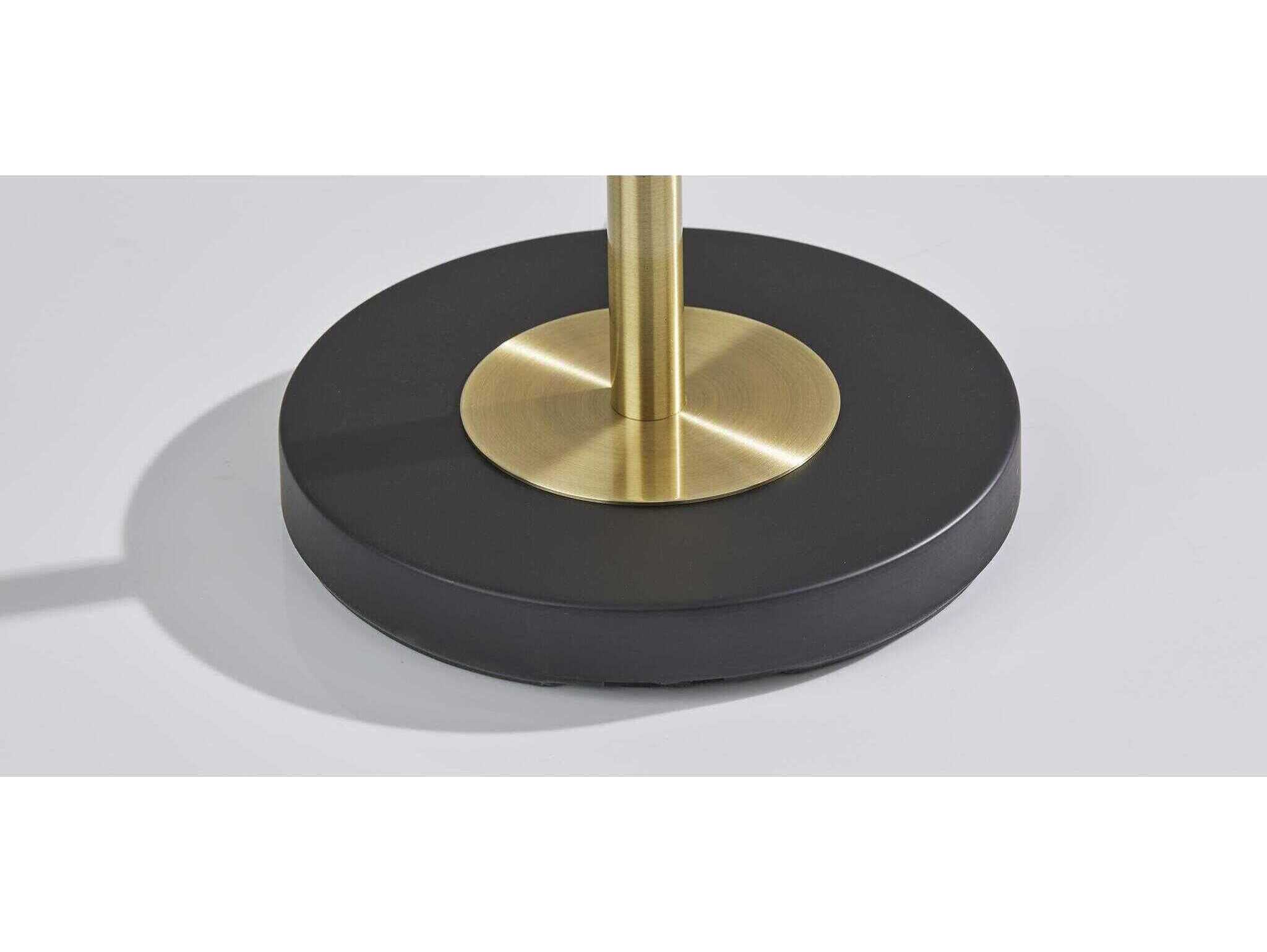 Adesso Hazel Antique Brass Frosted Ribbed Glass Floor Lamp