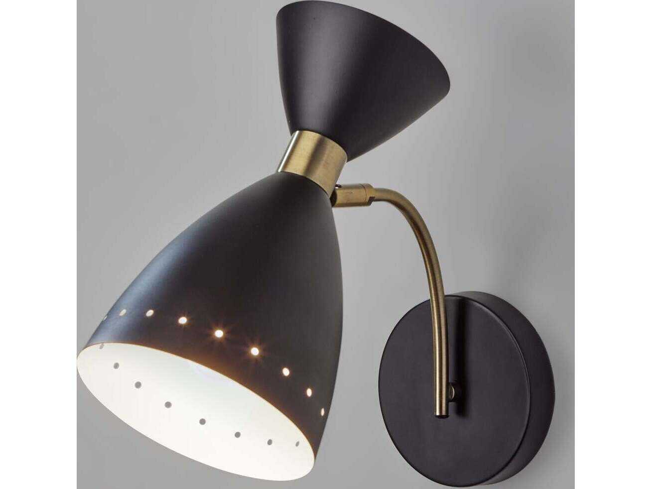 Adesso Oscar Black Antique Brass Wall Sconce