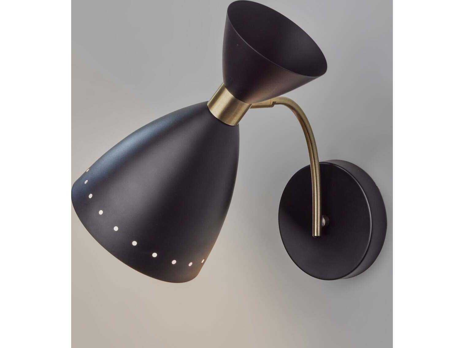 Adesso Oscar Black Antique Brass Wall Sconce