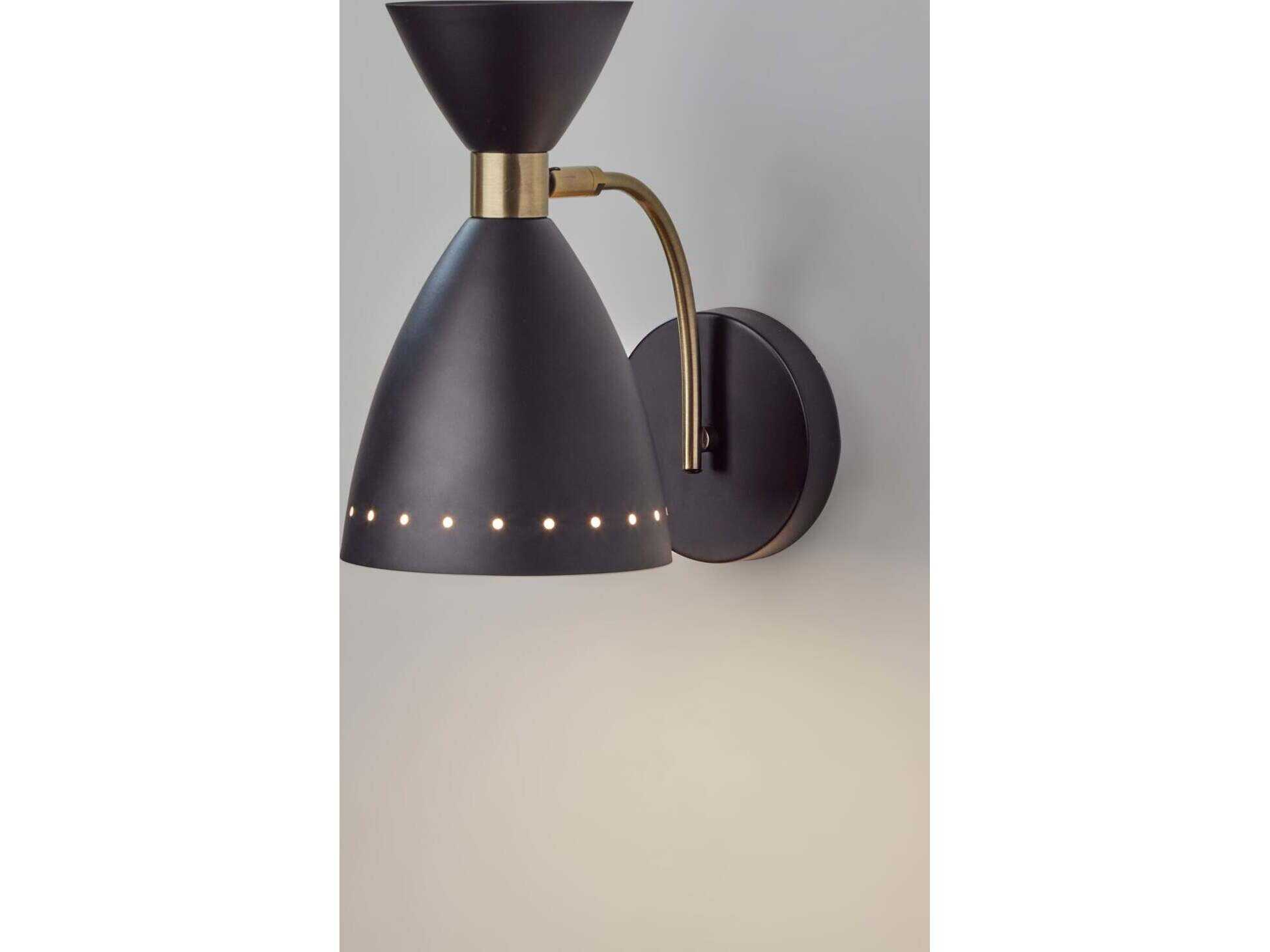 Adesso Oscar Black Antique Brass Wall Sconce