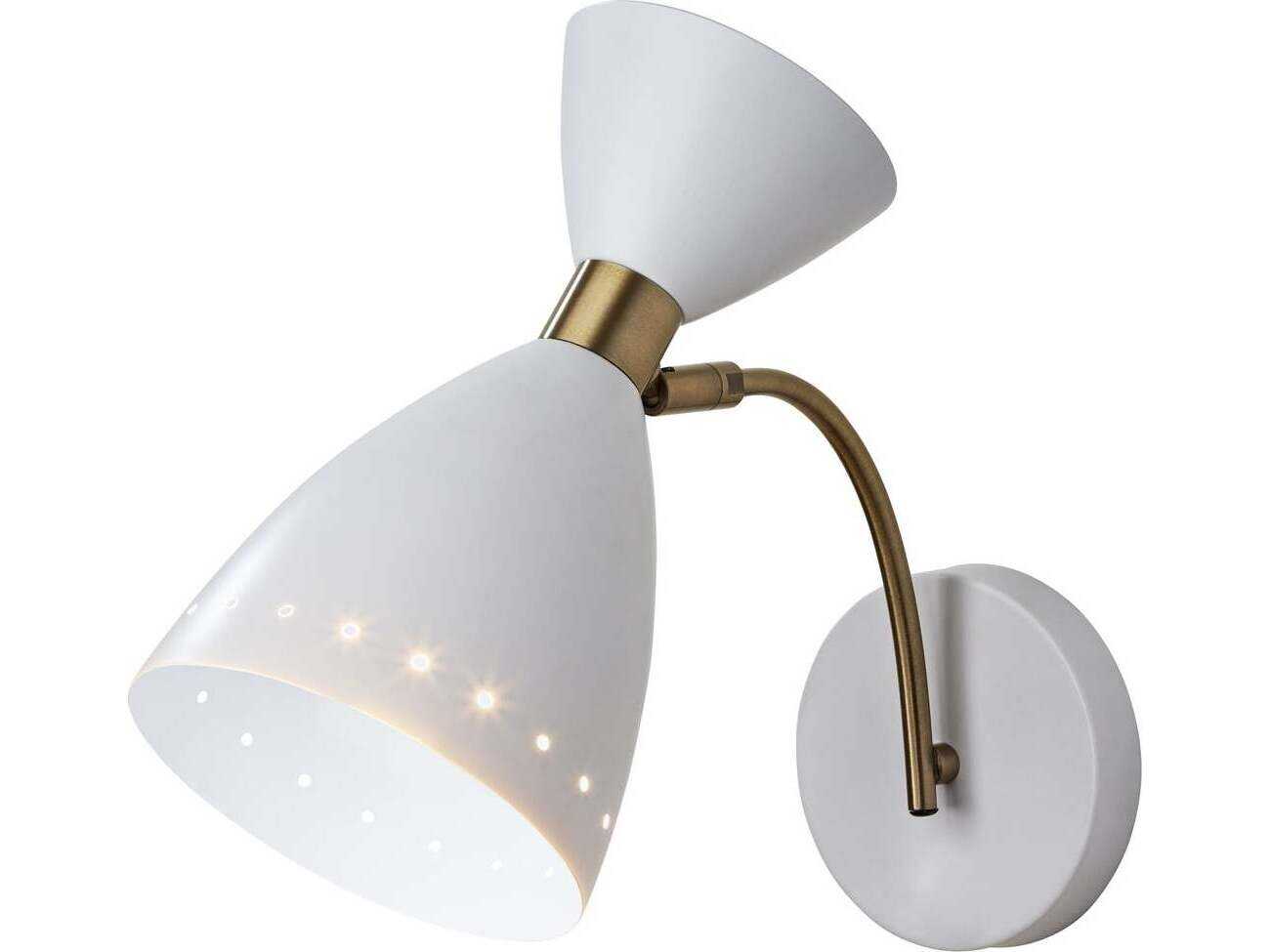 Adesso Oscar White Antique Brass Wall Sconce