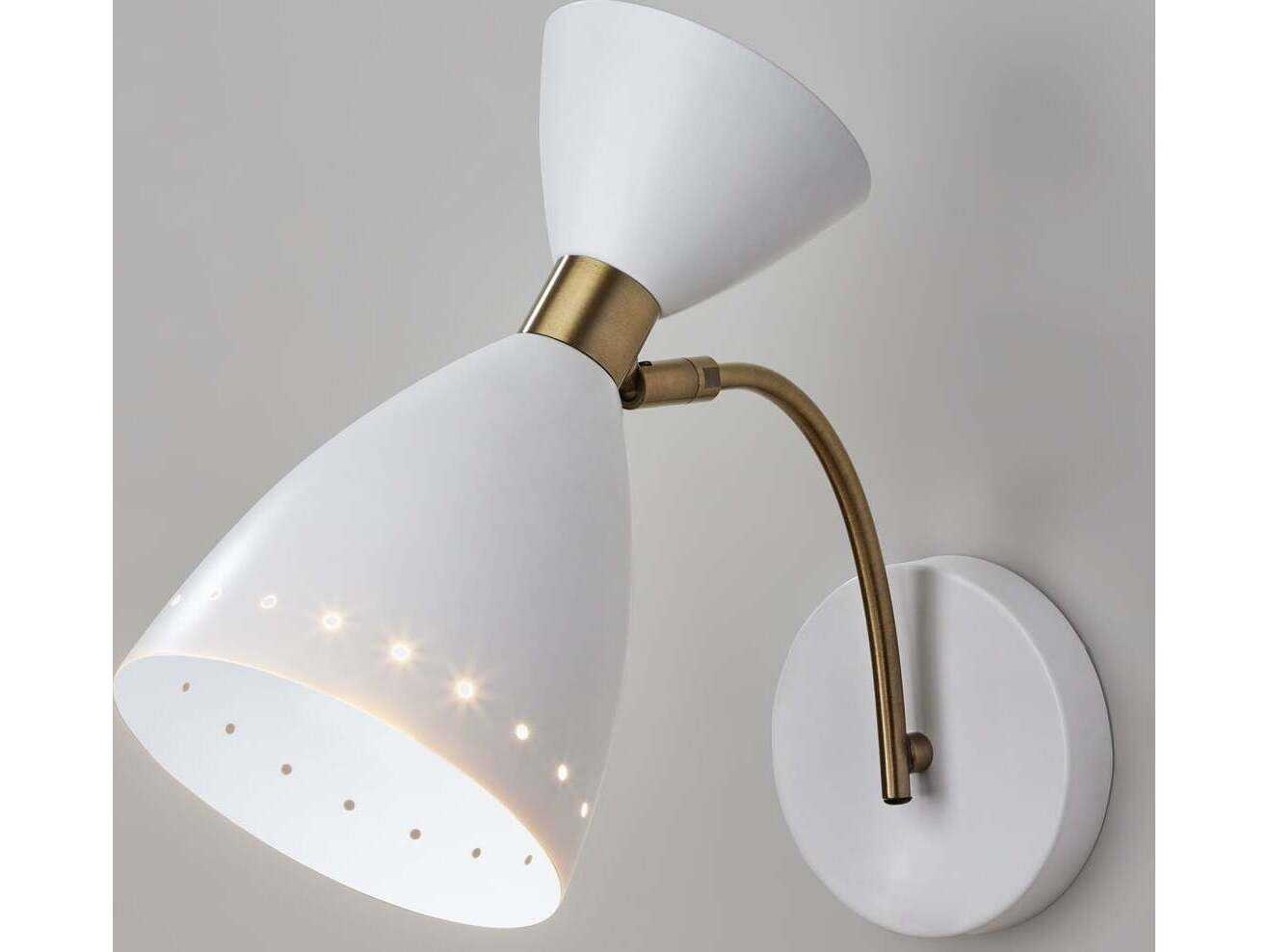 Adesso Oscar White Antique Brass Wall Sconce