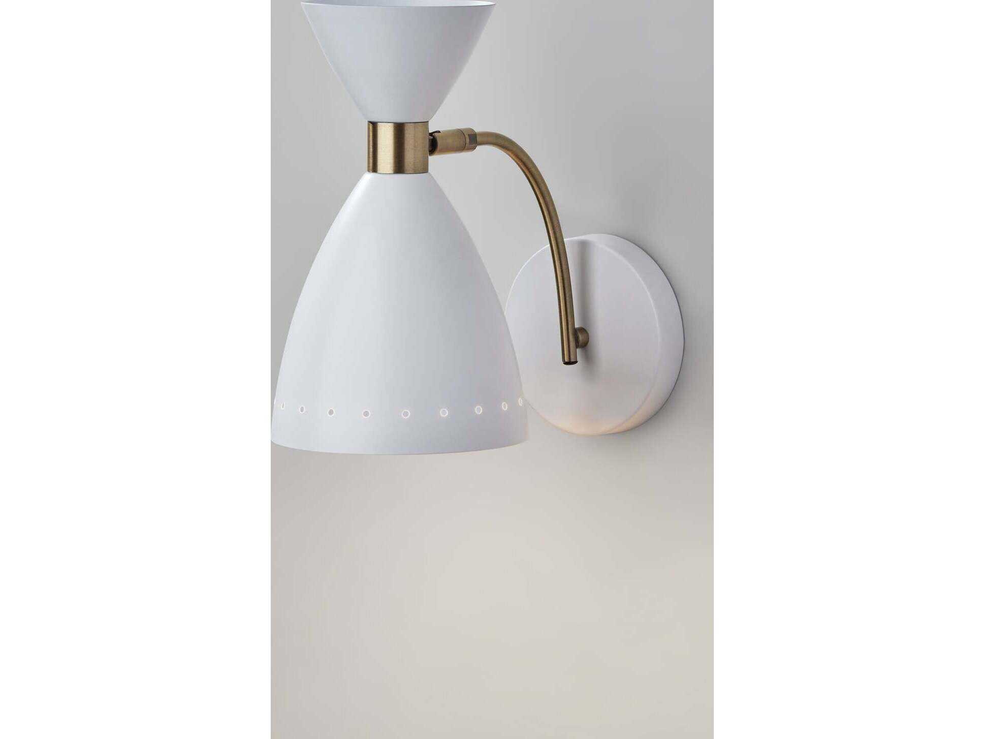 Adesso Oscar White Antique Brass Wall Sconce