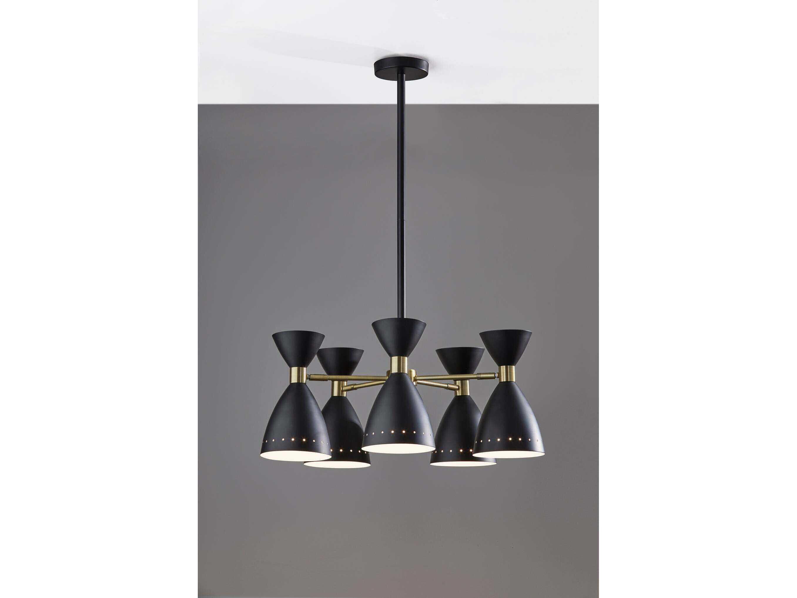 Adesso Oscar 5-Light Black Antique Brass Chandelier