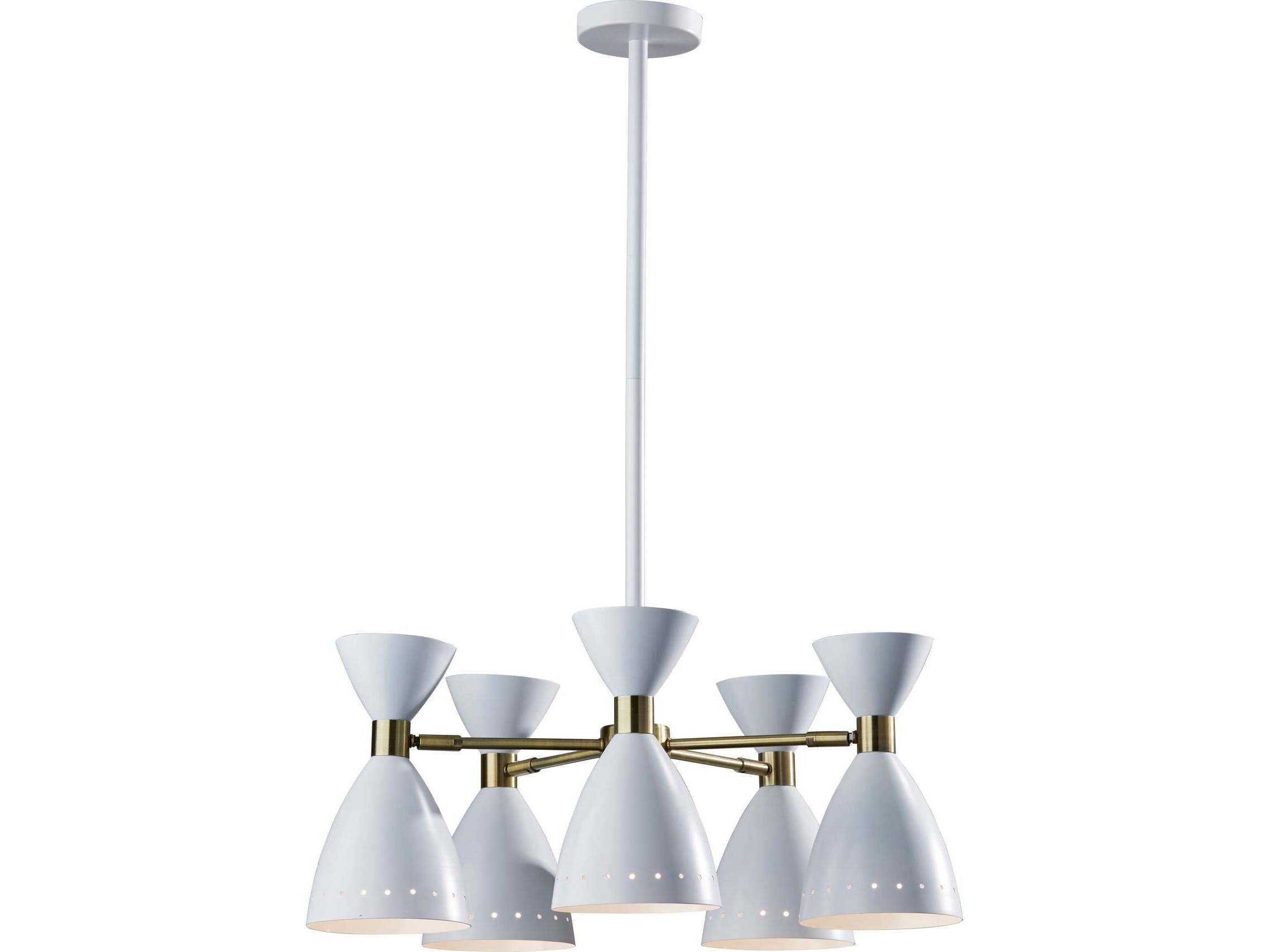 Adesso Oscar 5-Light White Antique Brass Chandelier