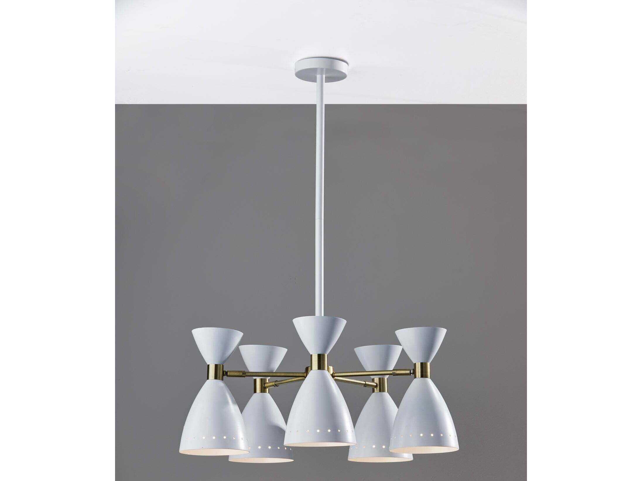 Adesso Oscar 5-Light White Antique Brass Chandelier