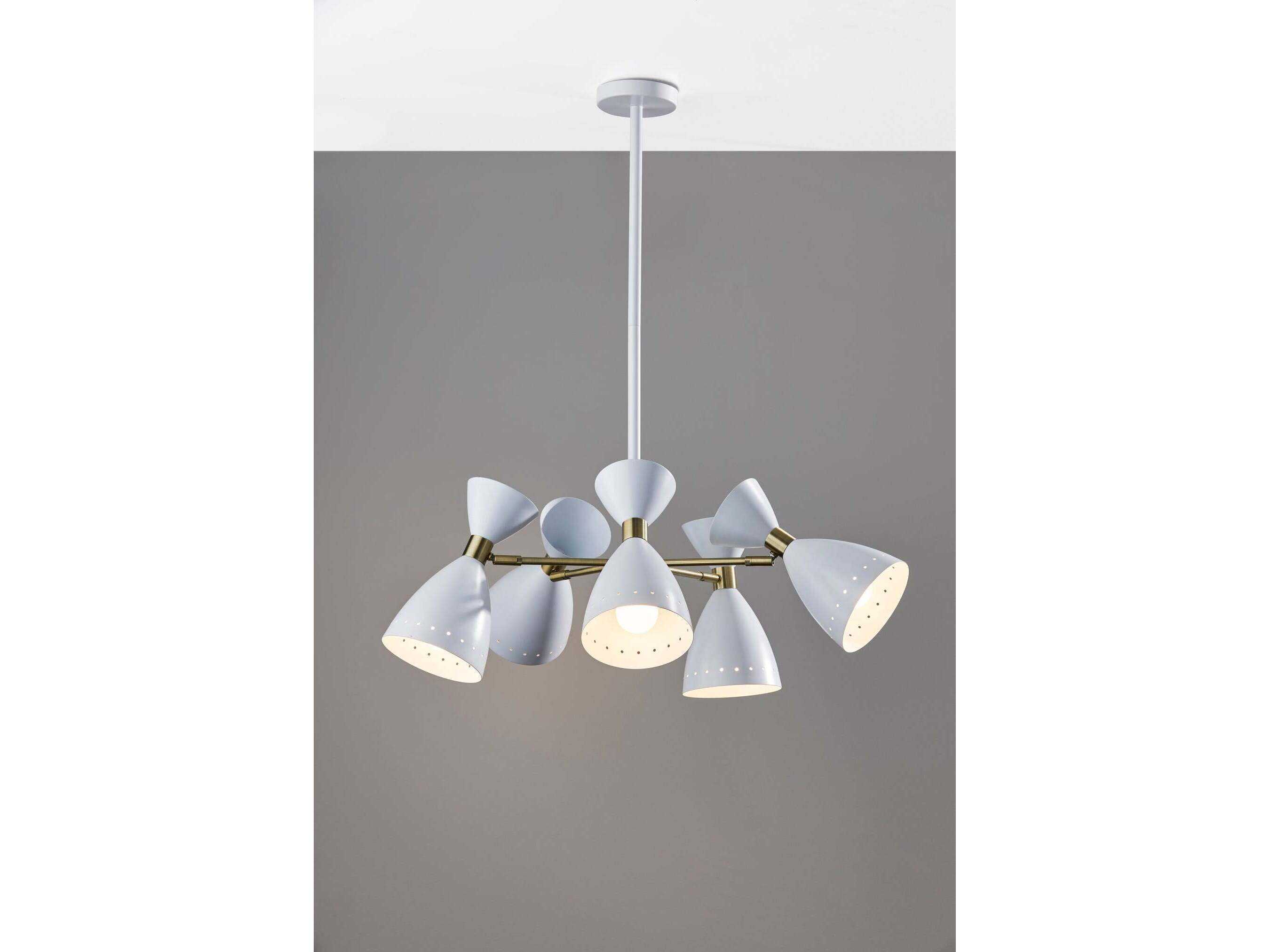 Adesso Oscar 5-Light White Antique Brass Chandelier