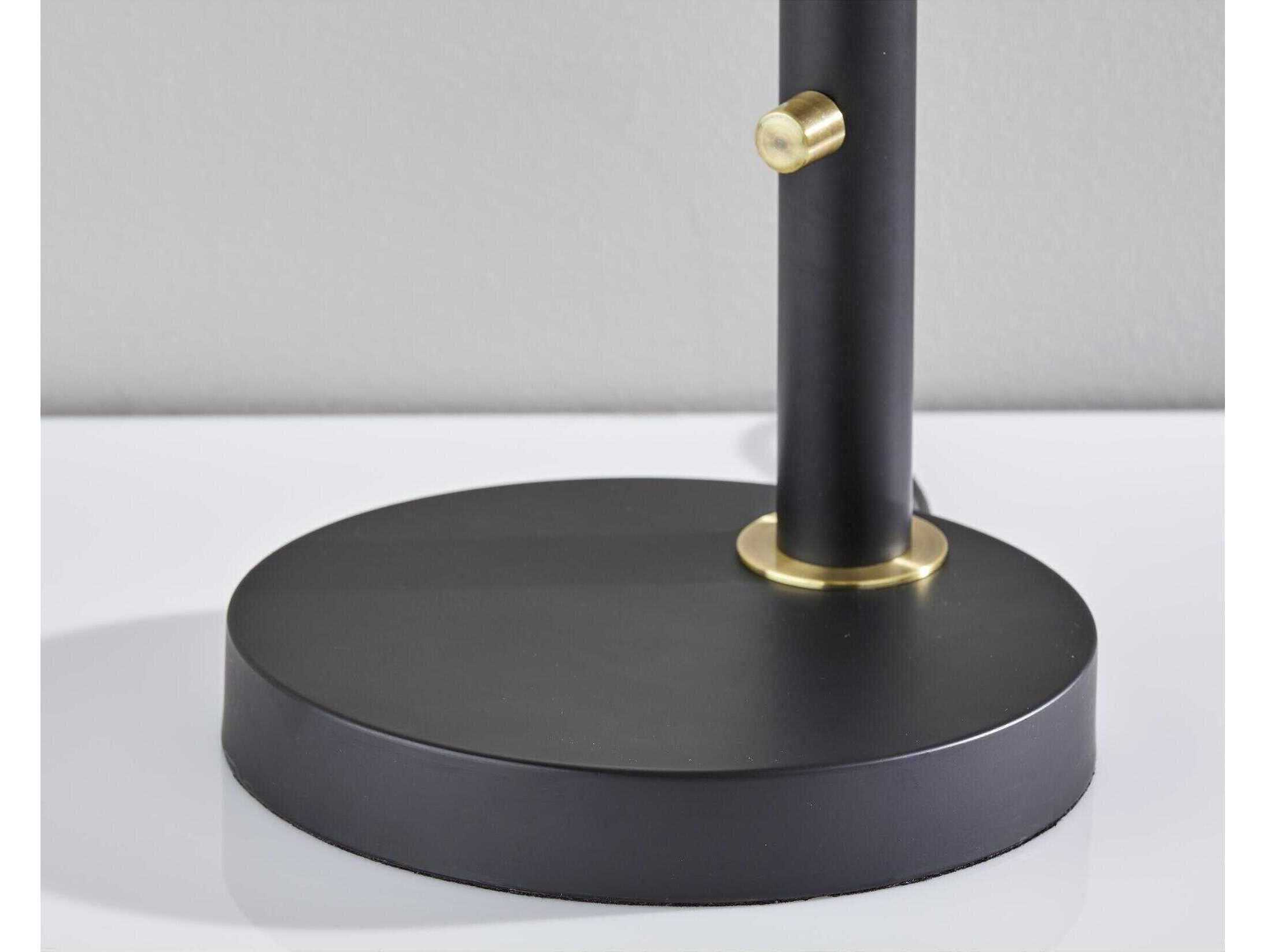 Adesso Oscar Black Antique Brass Metal With Accent Desk Lamp