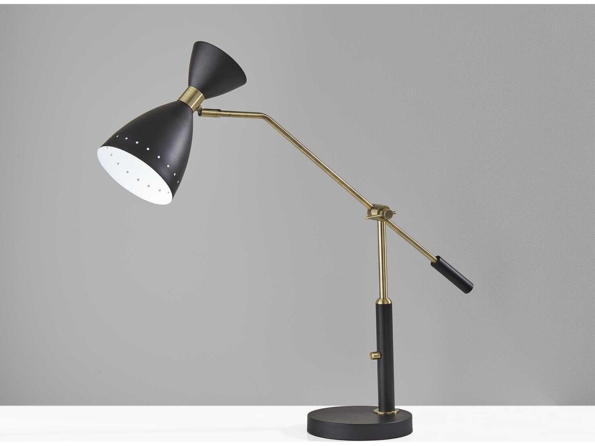 Adesso Oscar Black Antique Brass Metal With Accent Desk Lamp