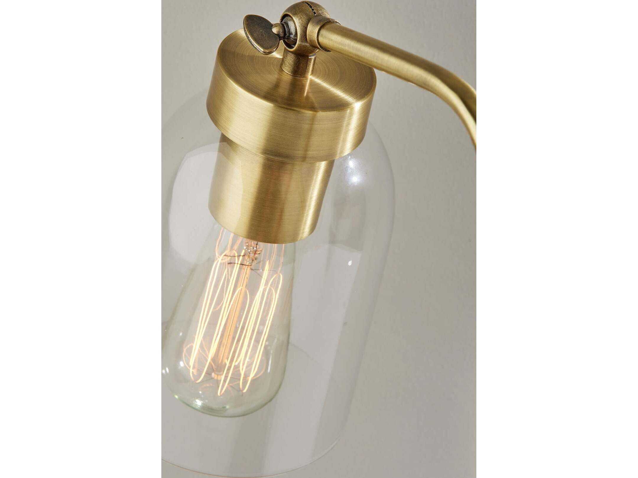 Adesso Bristol Antique Brass Clear Glass Desk Lamp