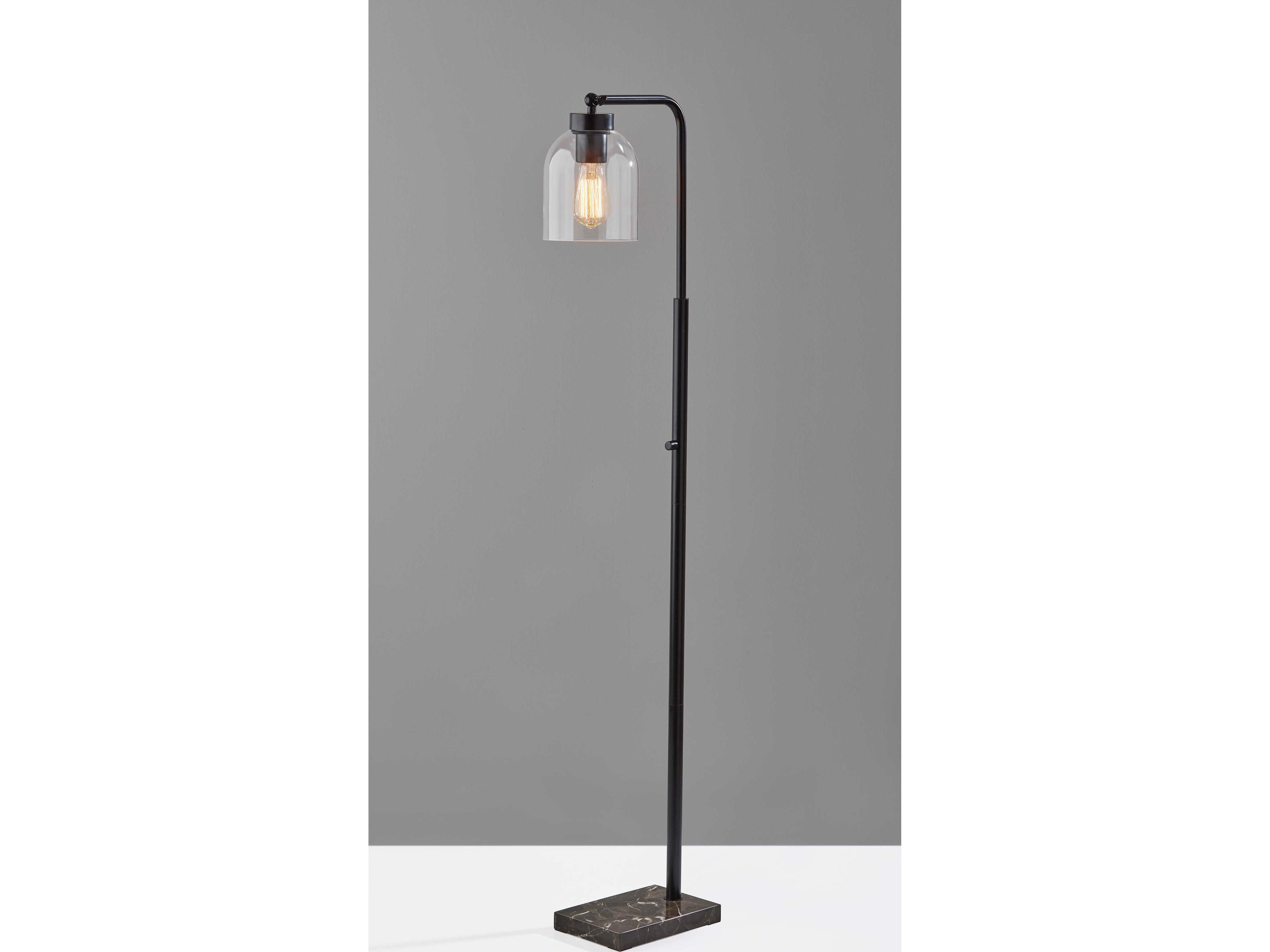Adesso Bristol Black Clear Glass Floor Lamp
