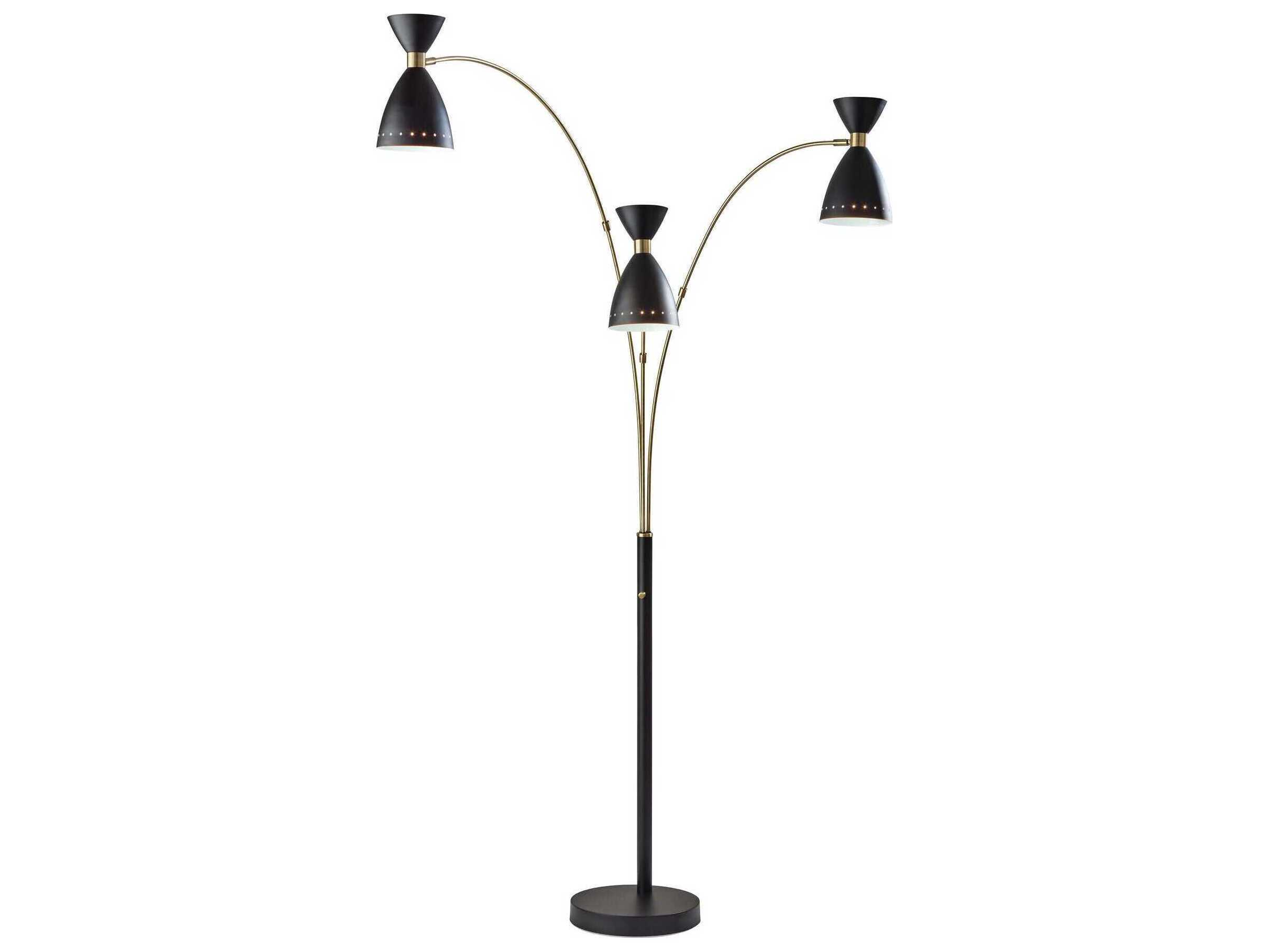Adesso Oscar Black Antique Brass Painted Metal Floor Lamp