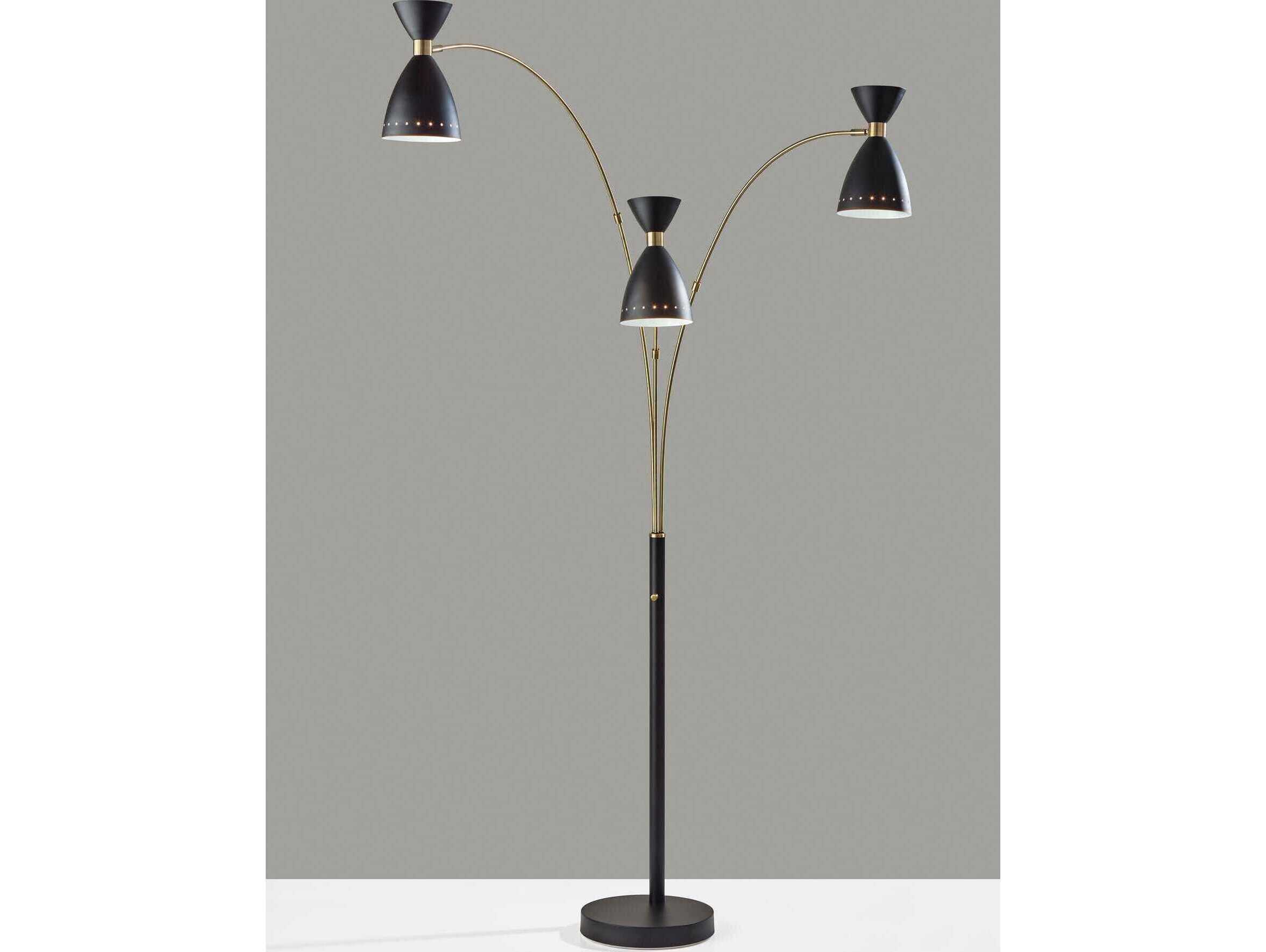 Adesso Oscar Black Antique Brass Painted Metal Floor Lamp