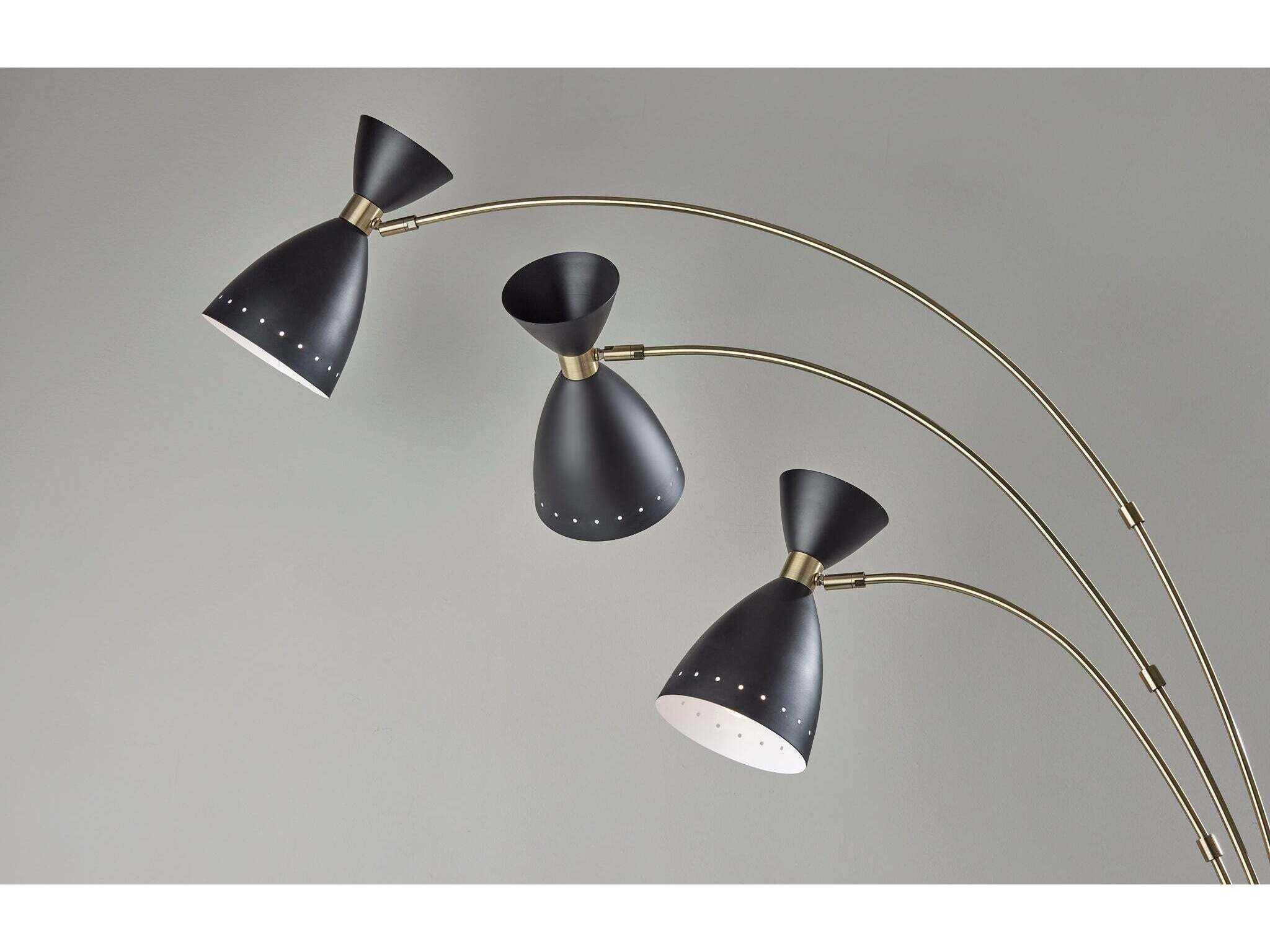 Adesso Oscar Black Antique Brass Painted Metal Floor Lamp