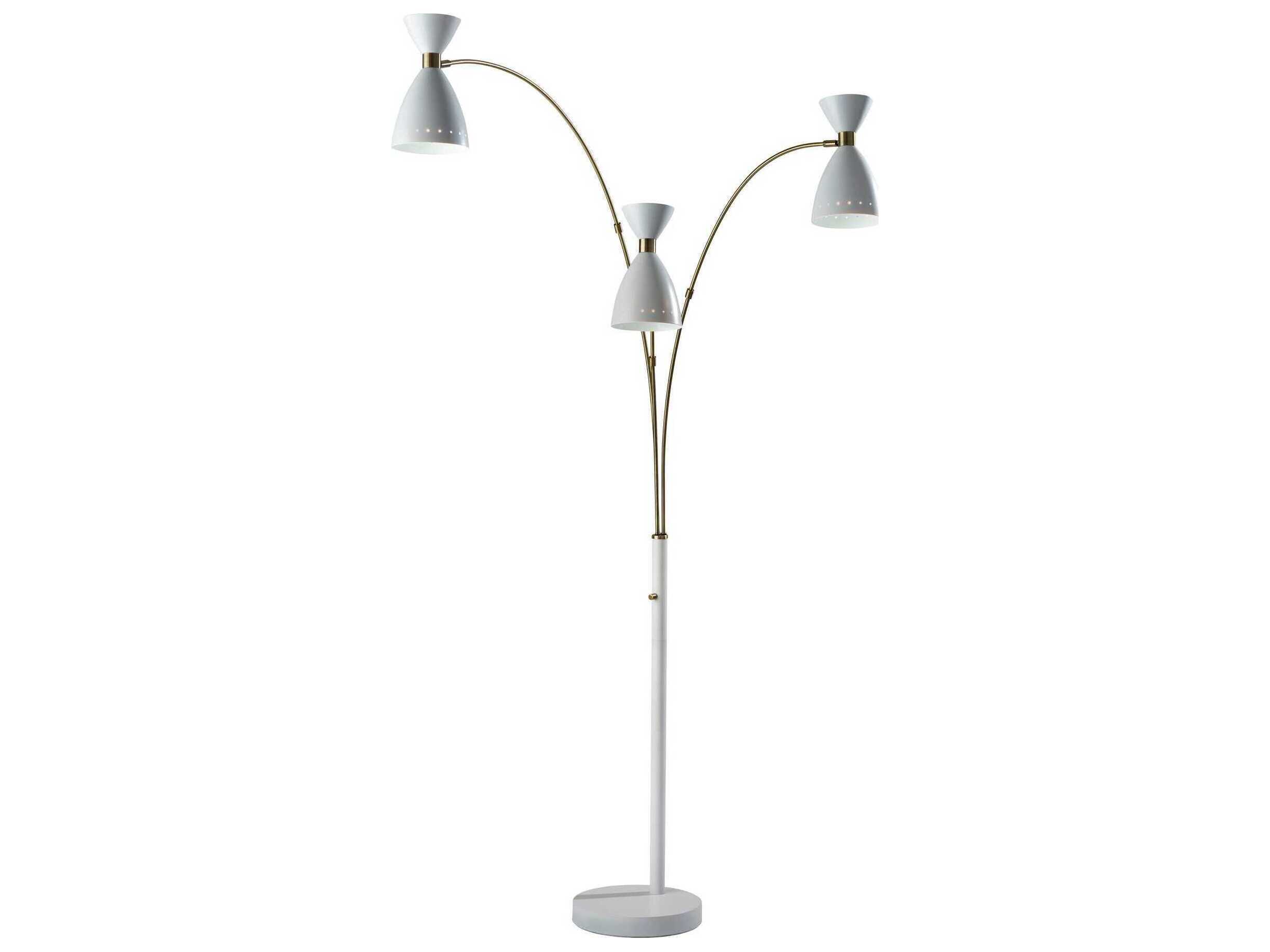 Adesso Oscar White Antique Brass Painted Metal Floor Lamp