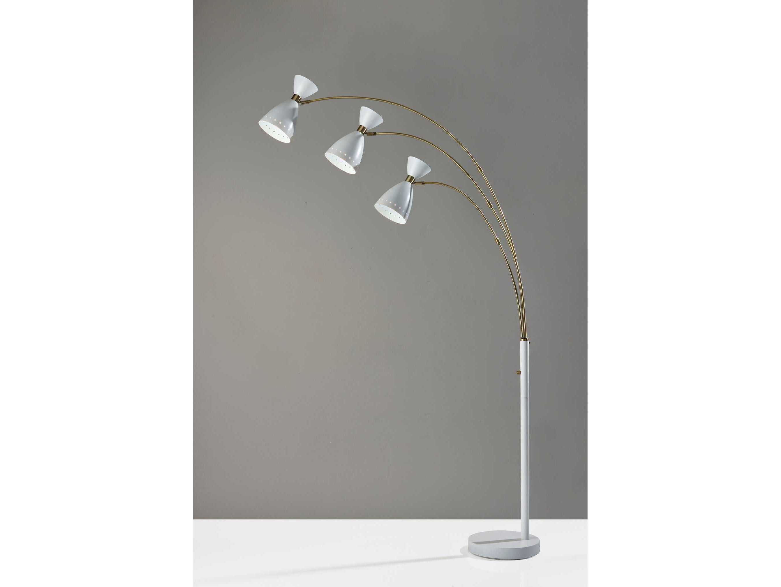 Adesso Oscar White Antique Brass Painted Metal Floor Lamp