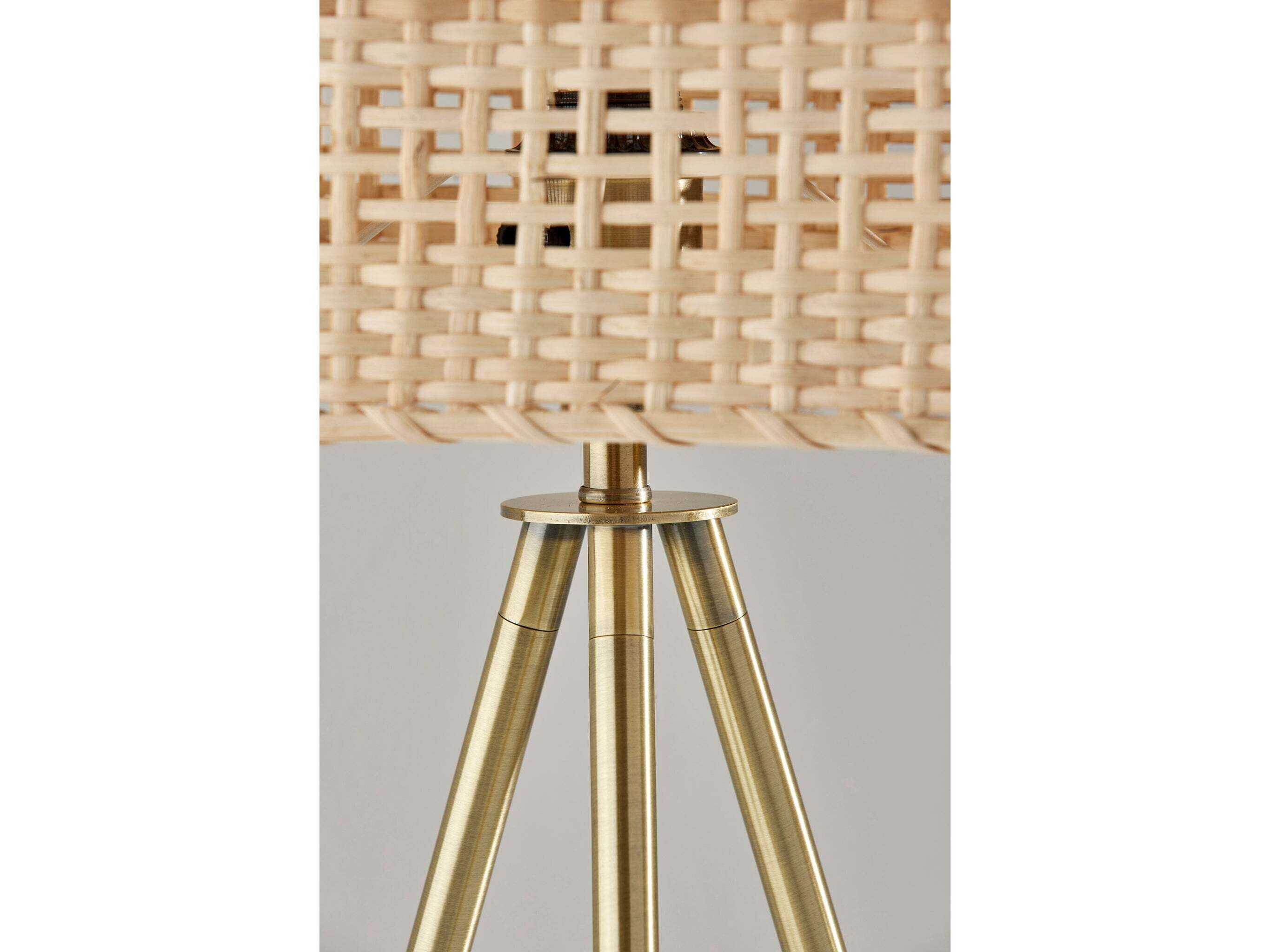 Adesso Bondi Antique Brass Light Rattan Table Lamp