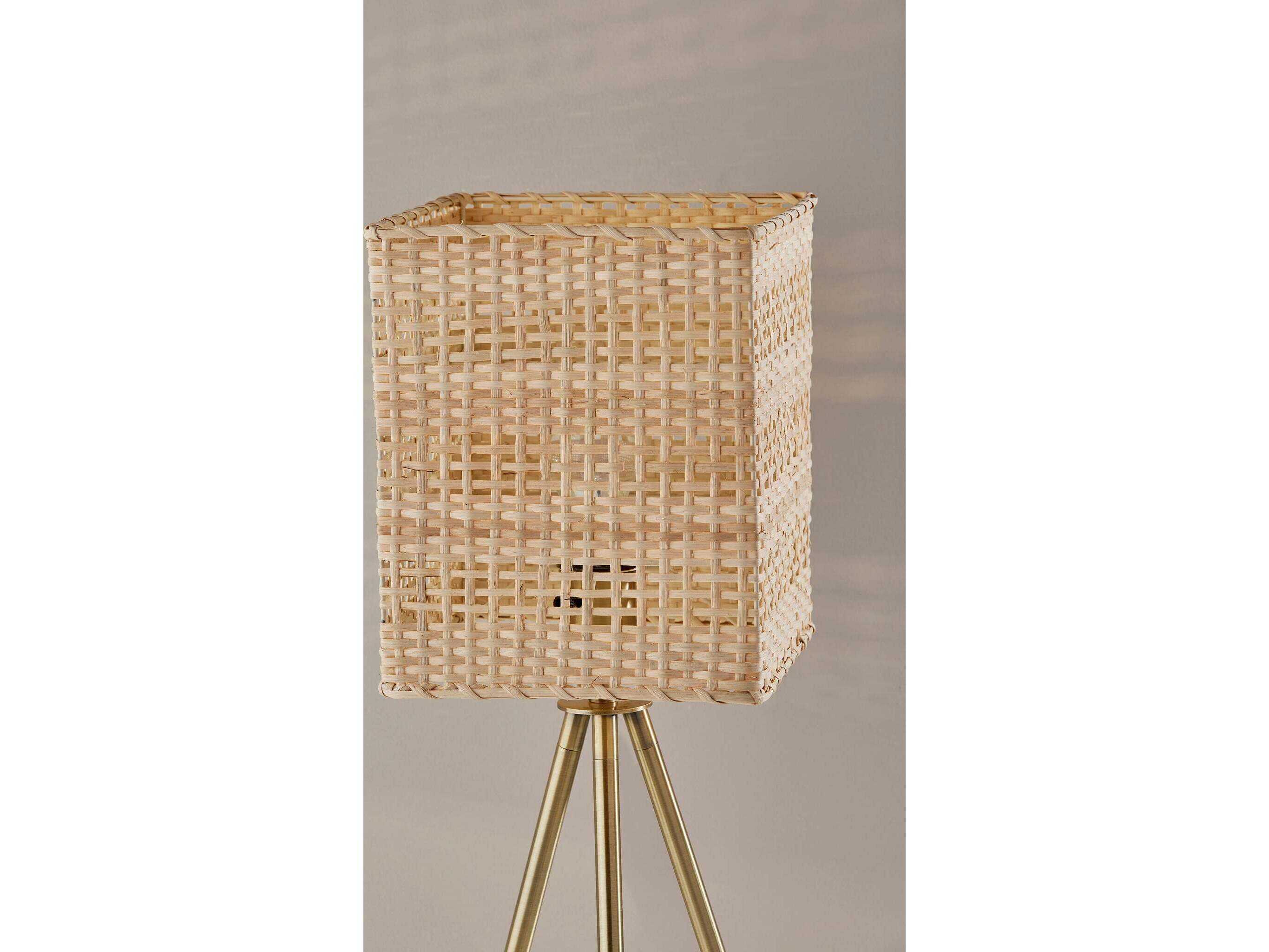 Adesso Bondi Antique Brass Light Rattan Table Lamp