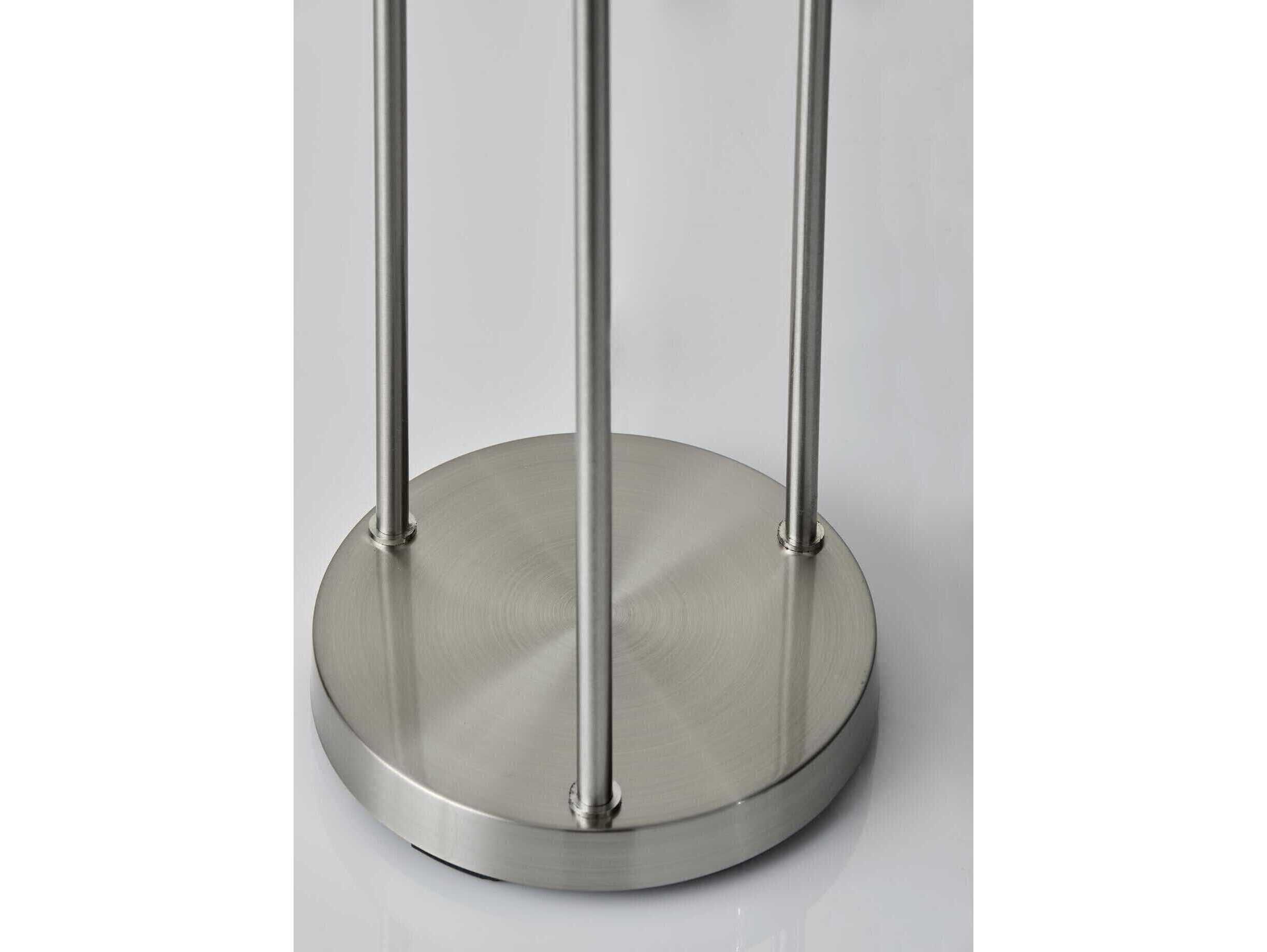 Adesso Trio Brushed Steel White Linen Floor Lamp