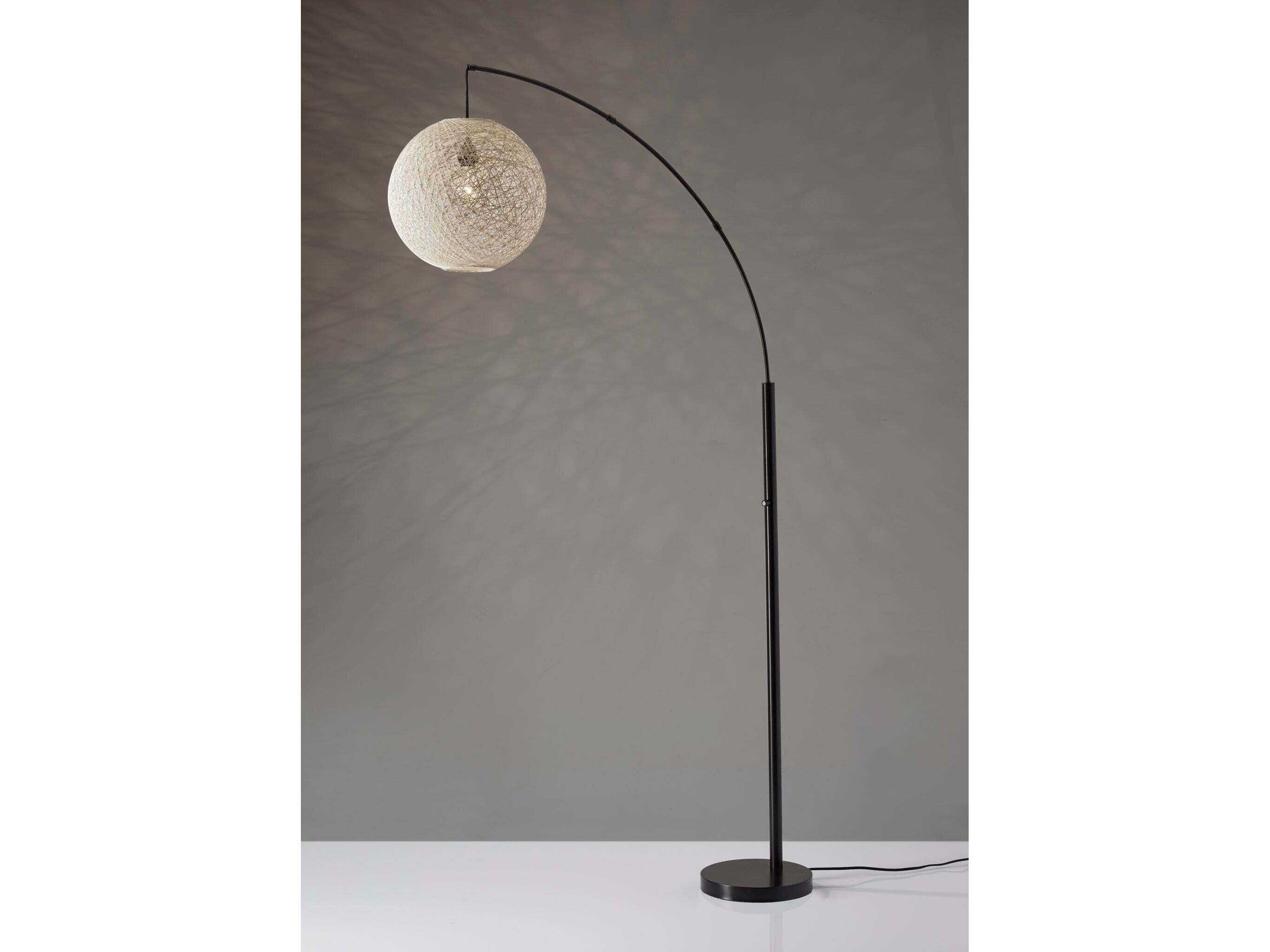 Adesso Havana Bronze Cream Rattan Floor Lamp