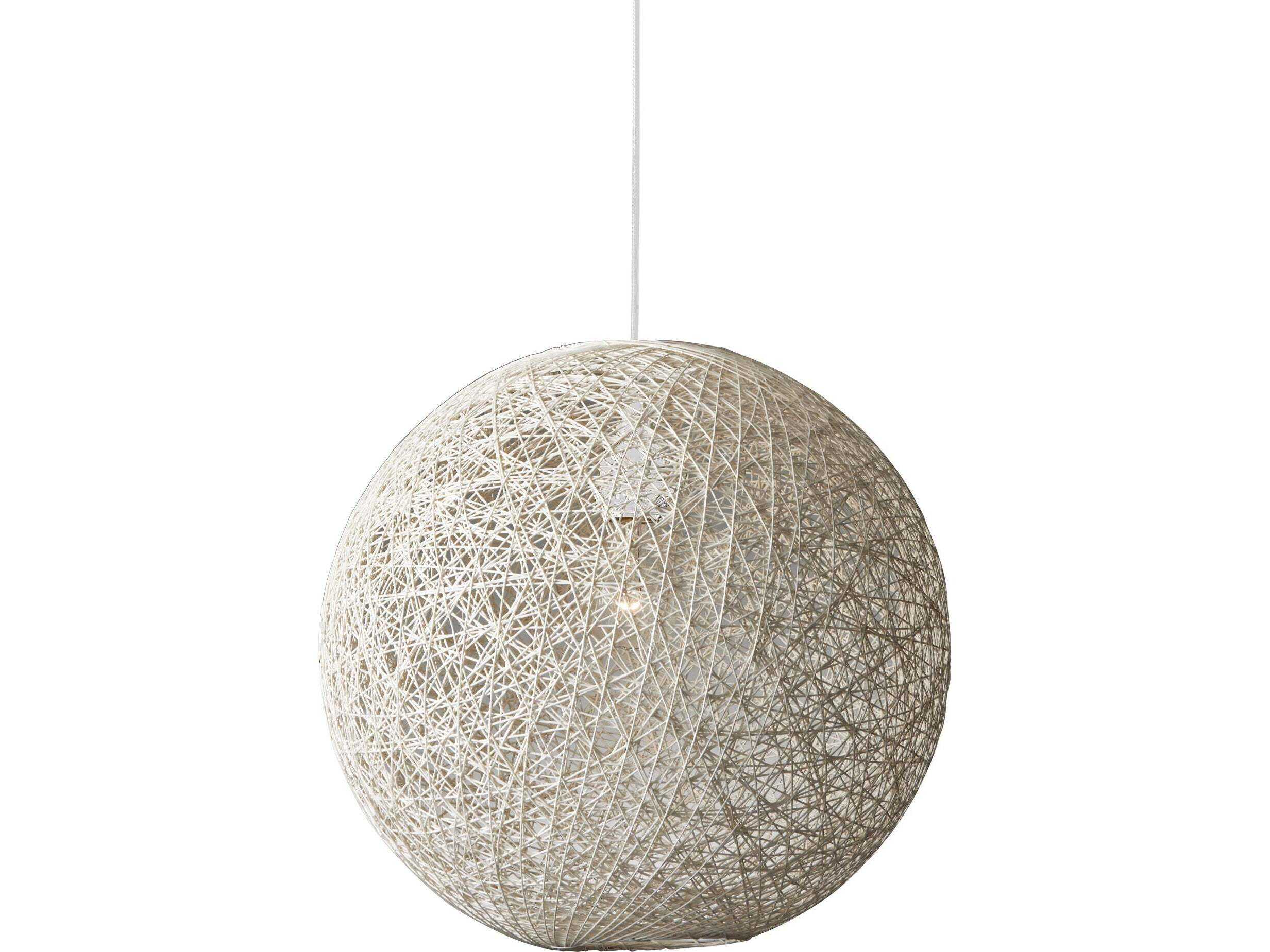 Adesso Havana Cream Rattan Off White Globe Pendant