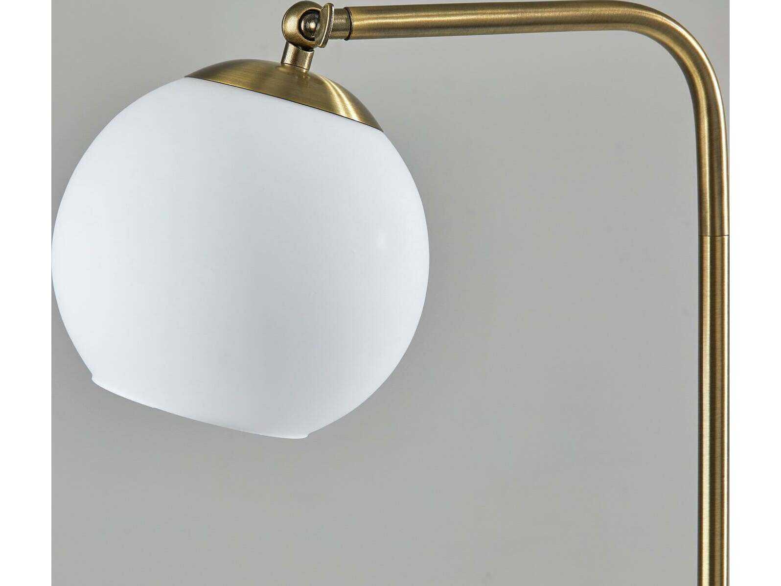 Adesso Remi Antique Brass White Opal Glass Floor Lamp