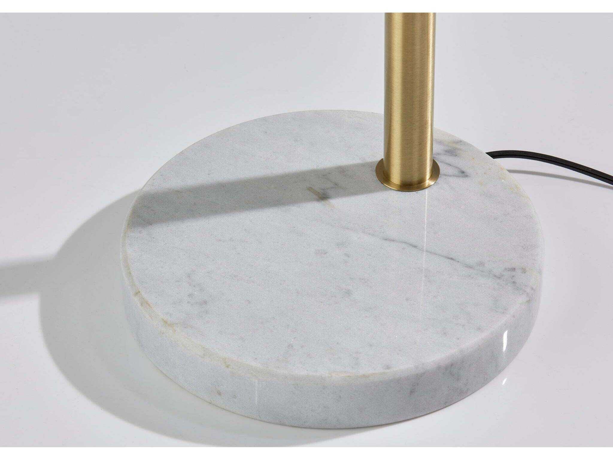 Adesso Remi Antique Brass White Opal Glass Floor Lamp