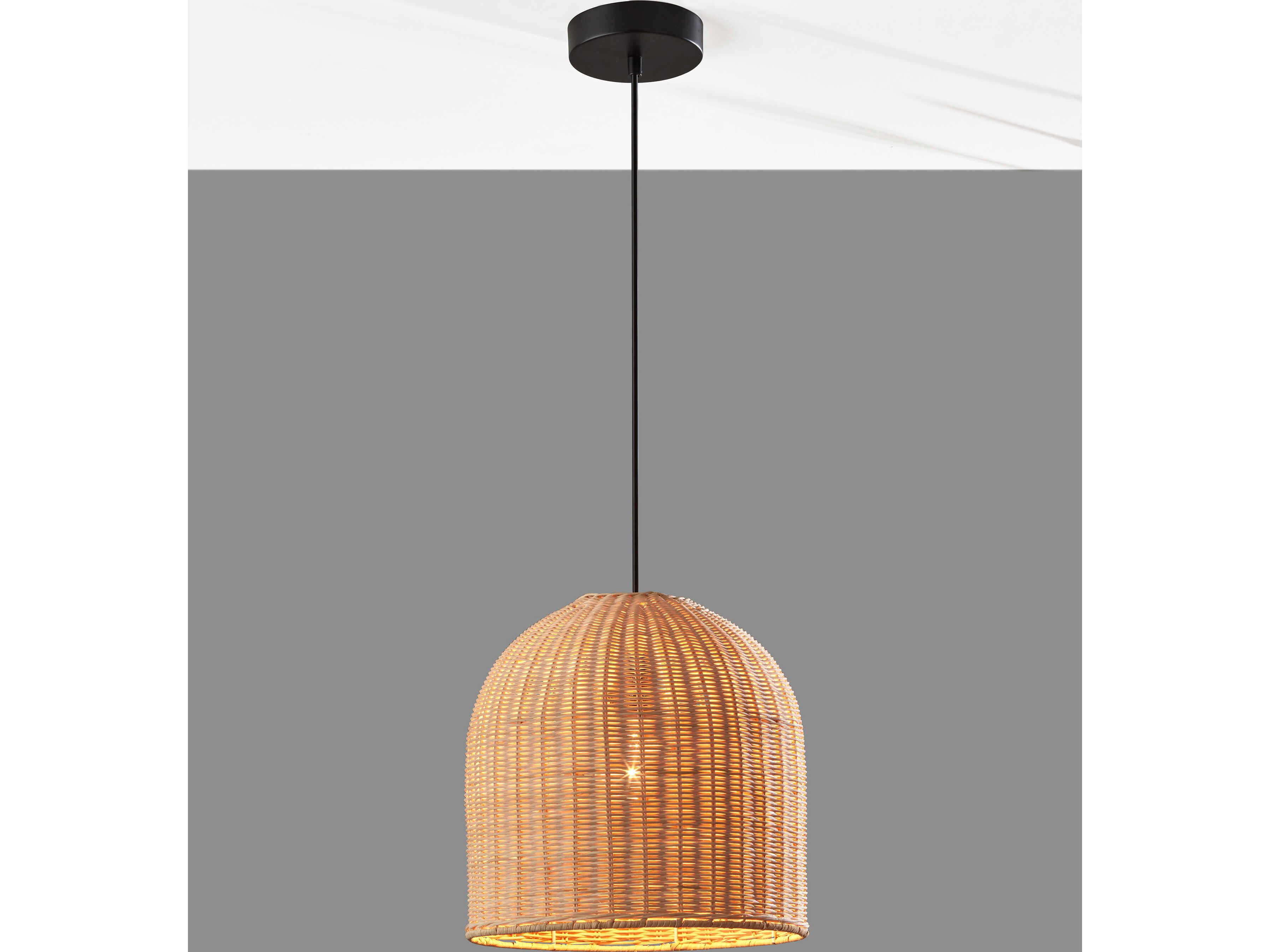 Adesso Bahama Dark Bronze Light Rattan Brown Dome Mini Pendant