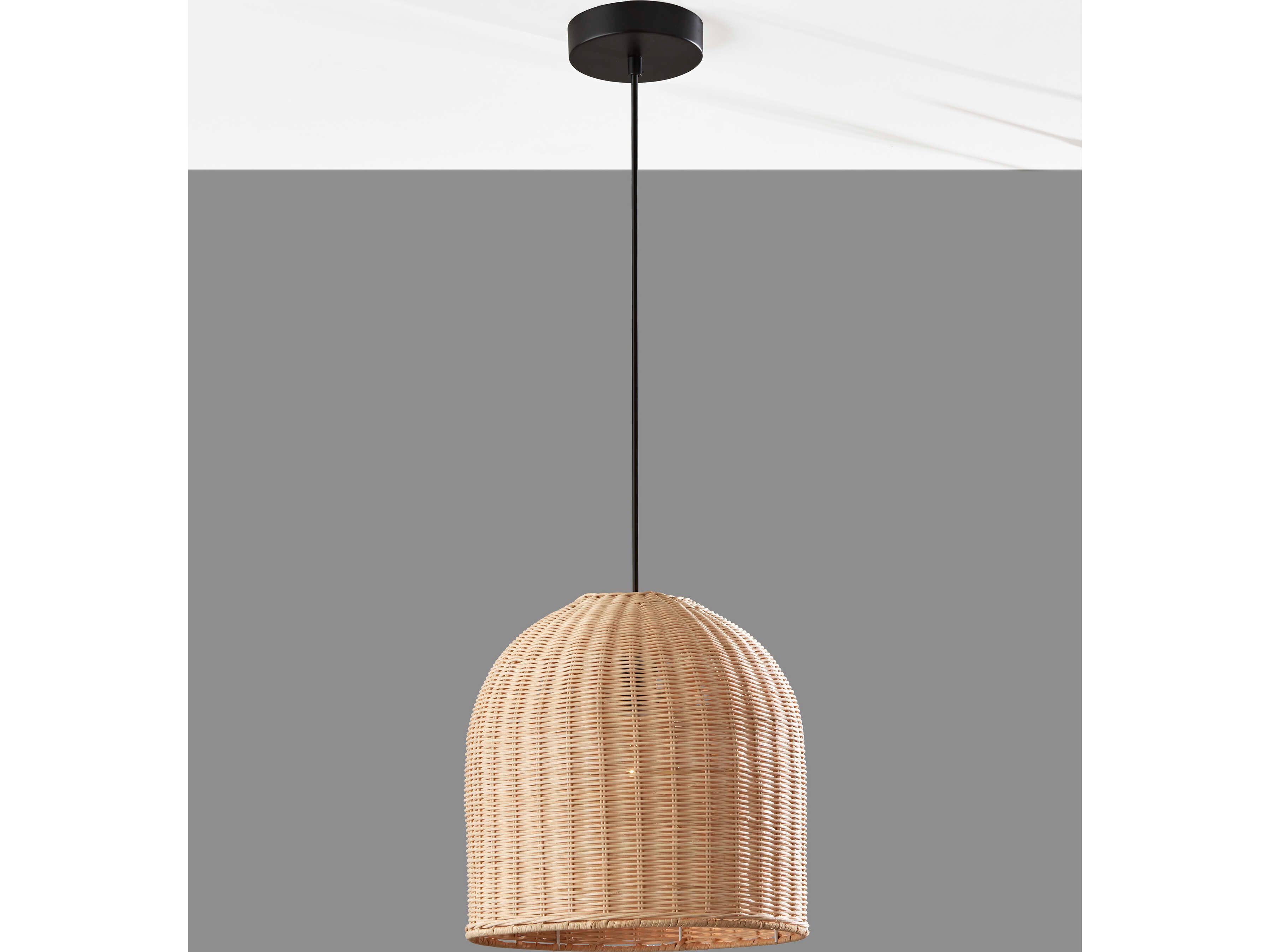 Adesso Bahama Dark Bronze Light Rattan Brown Dome Mini Pendant