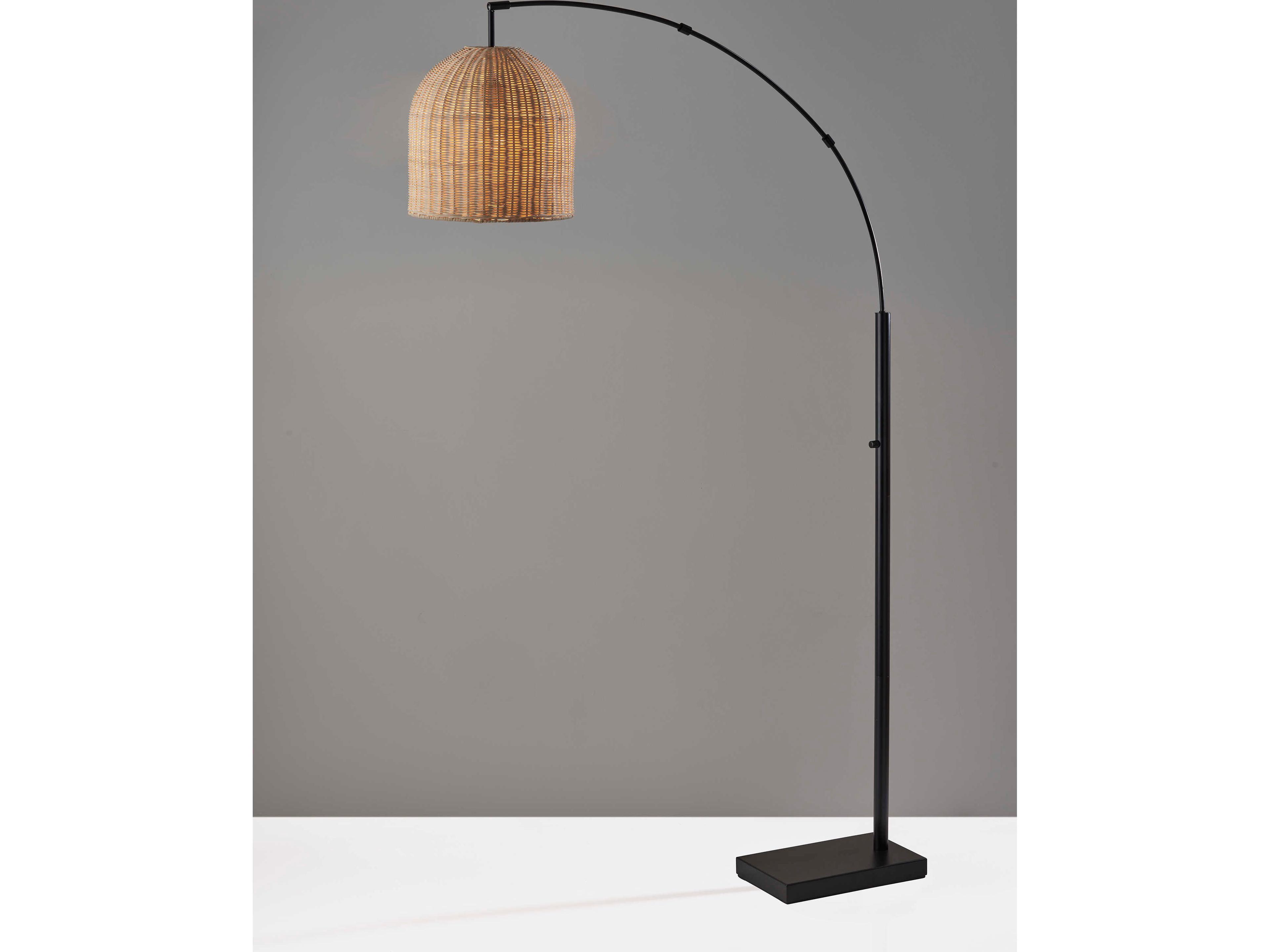 Adesso Bahama Dark Bronze Light Natural Rattan Floor Lamp