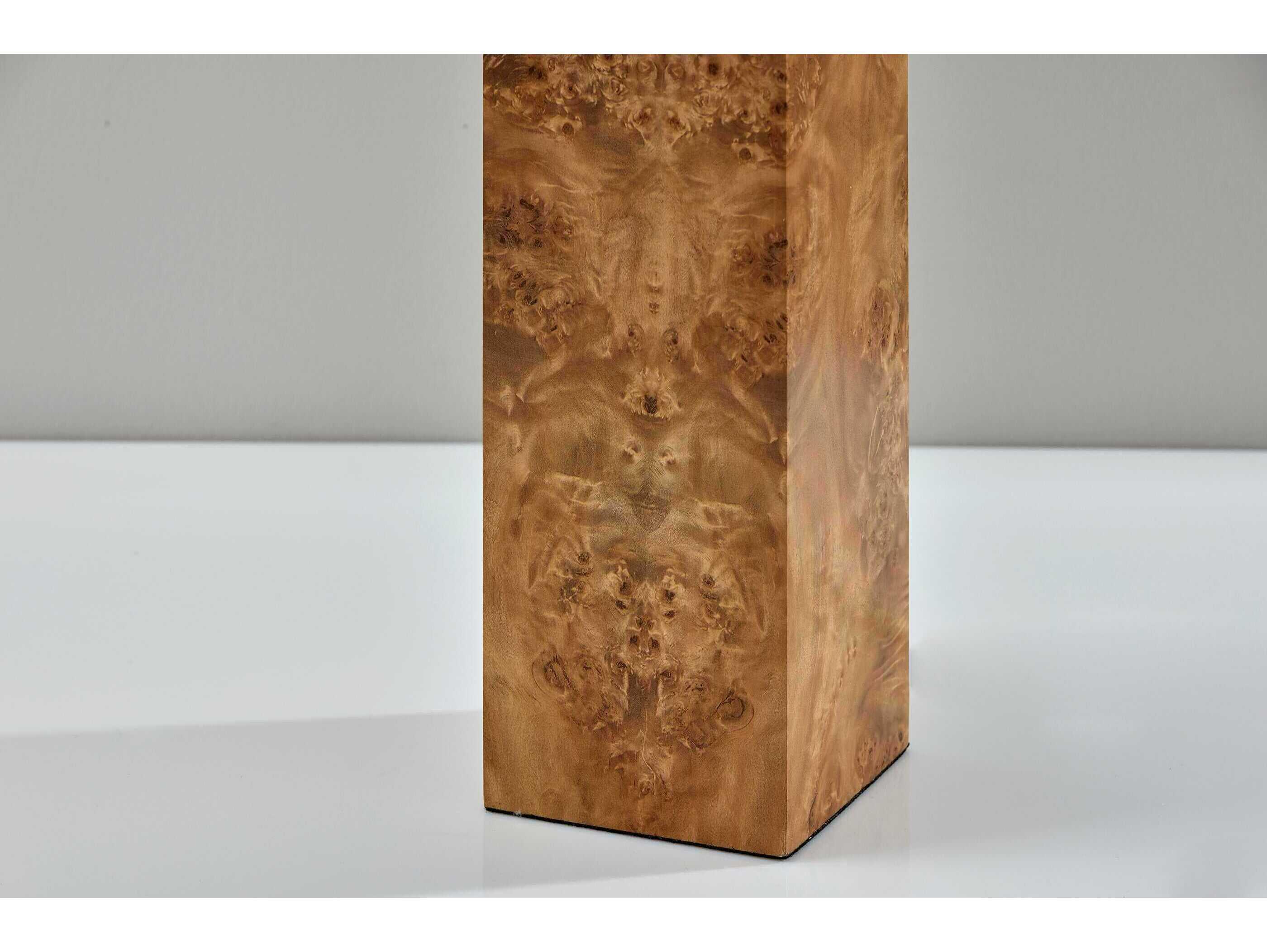 Adesso Frederick Burled Antique Brass White Boucle Fabric Brown Table Lamp