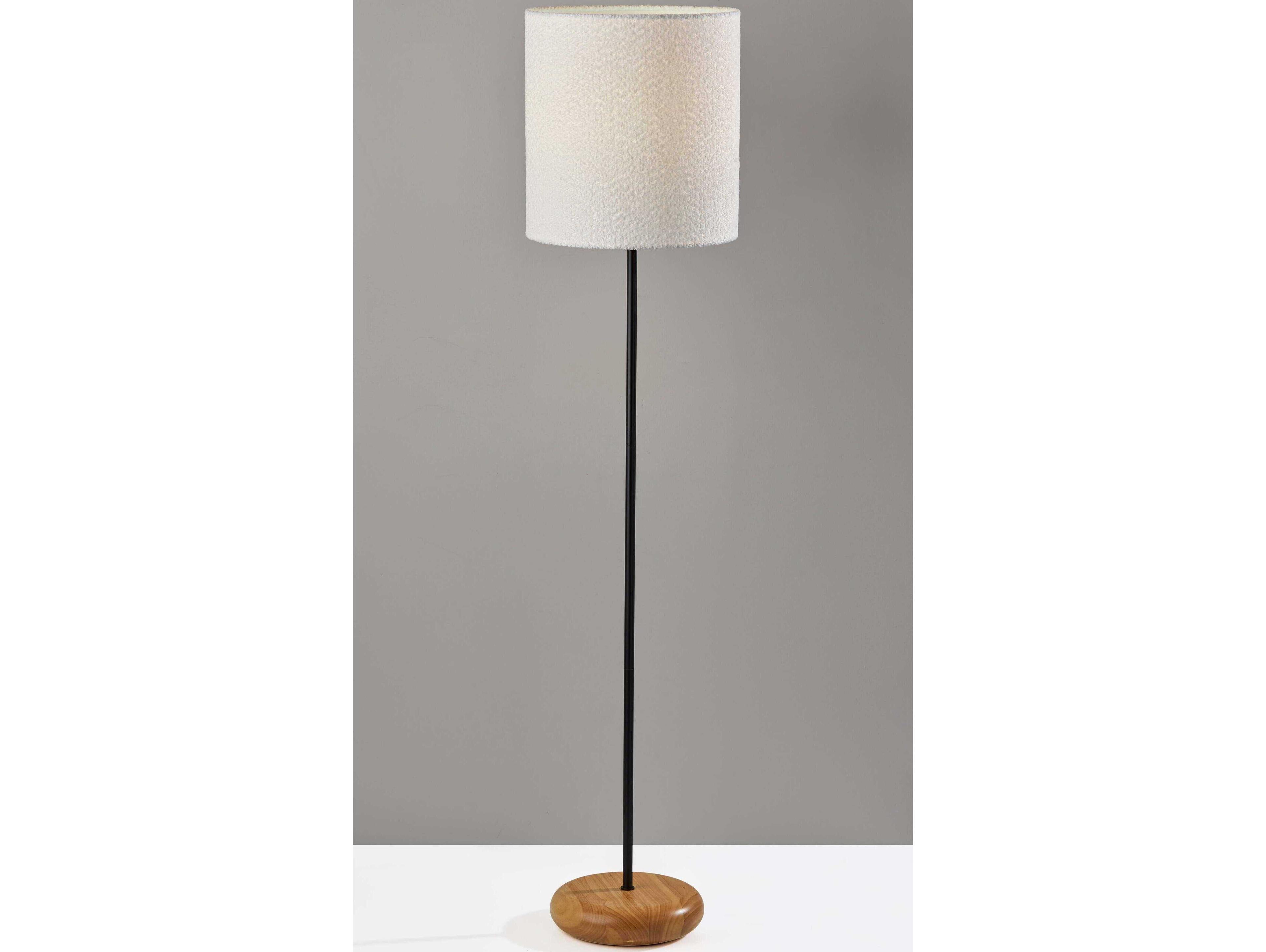 Adesso Brielle Black White Boucle Fabric Floor Lamp