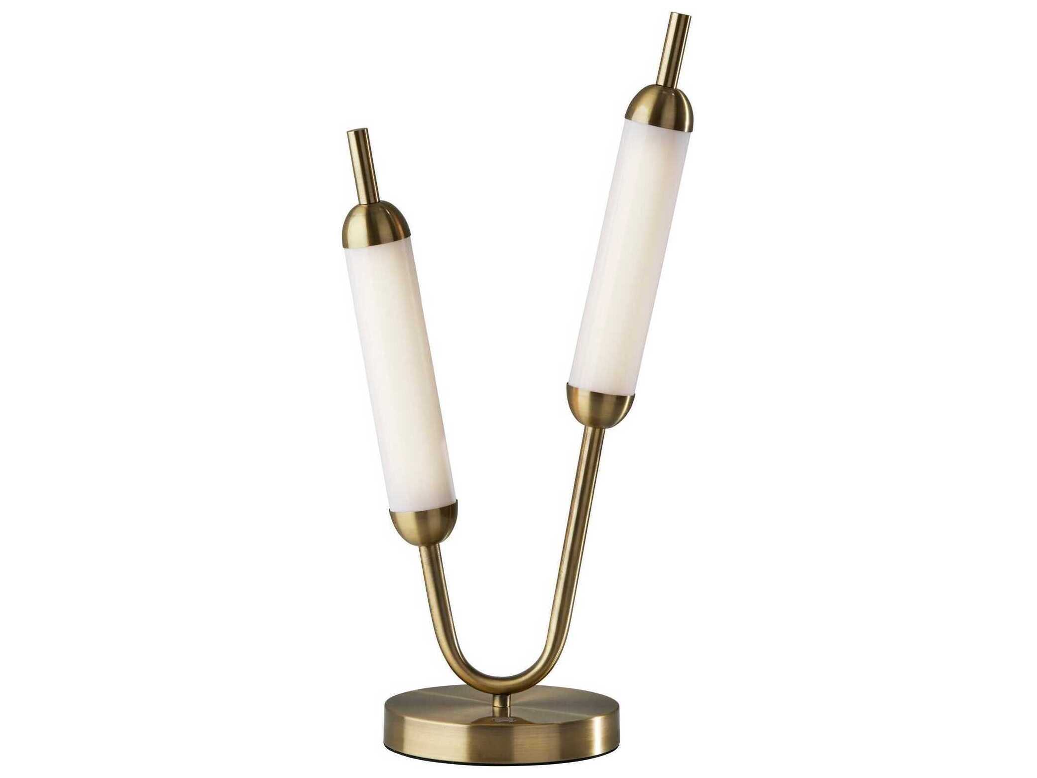 Adesso Pierce Antique Brass Frosted Acrylic Table Lamp