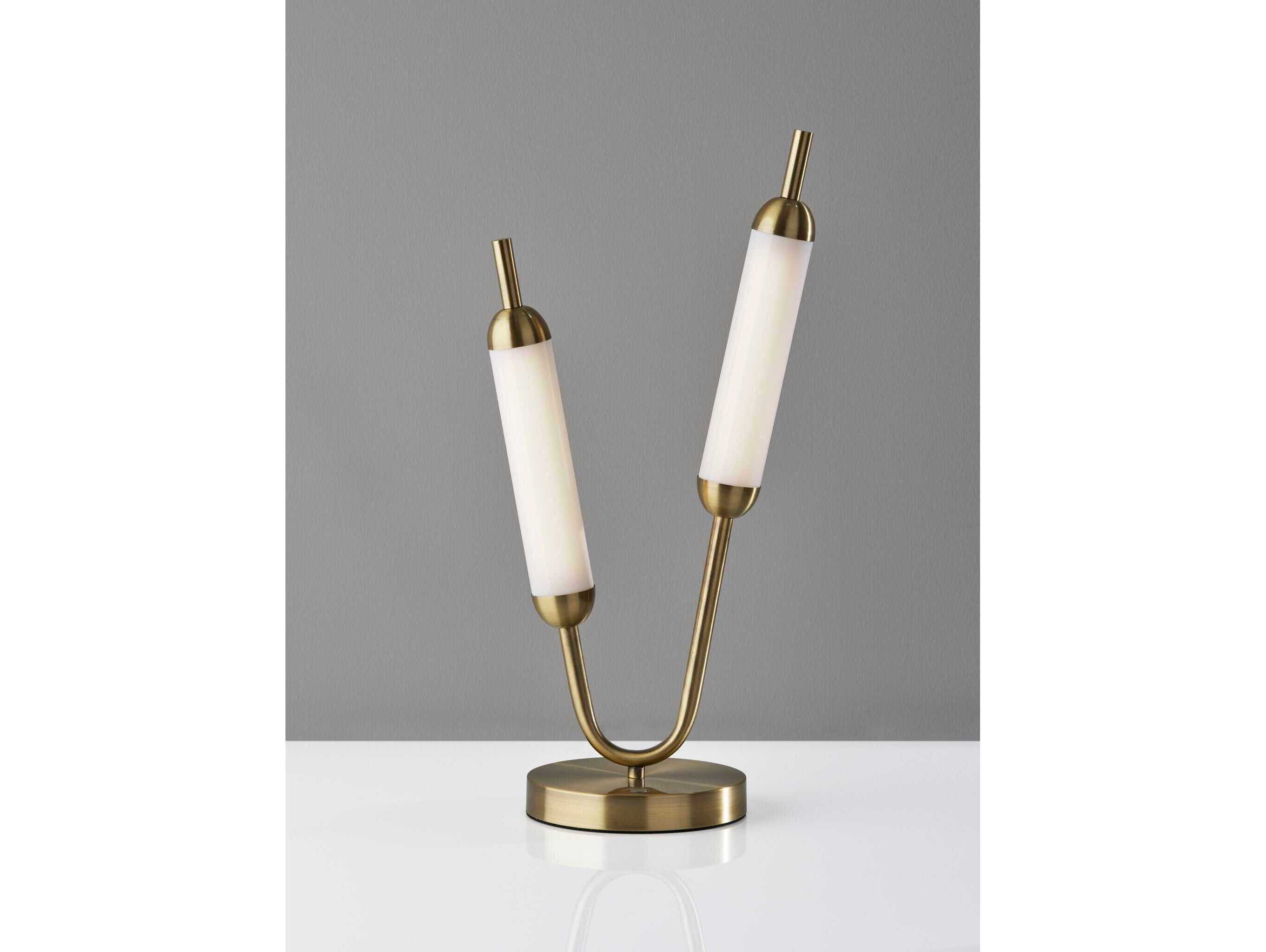 Adesso Pierce Antique Brass Frosted Acrylic Table Lamp
