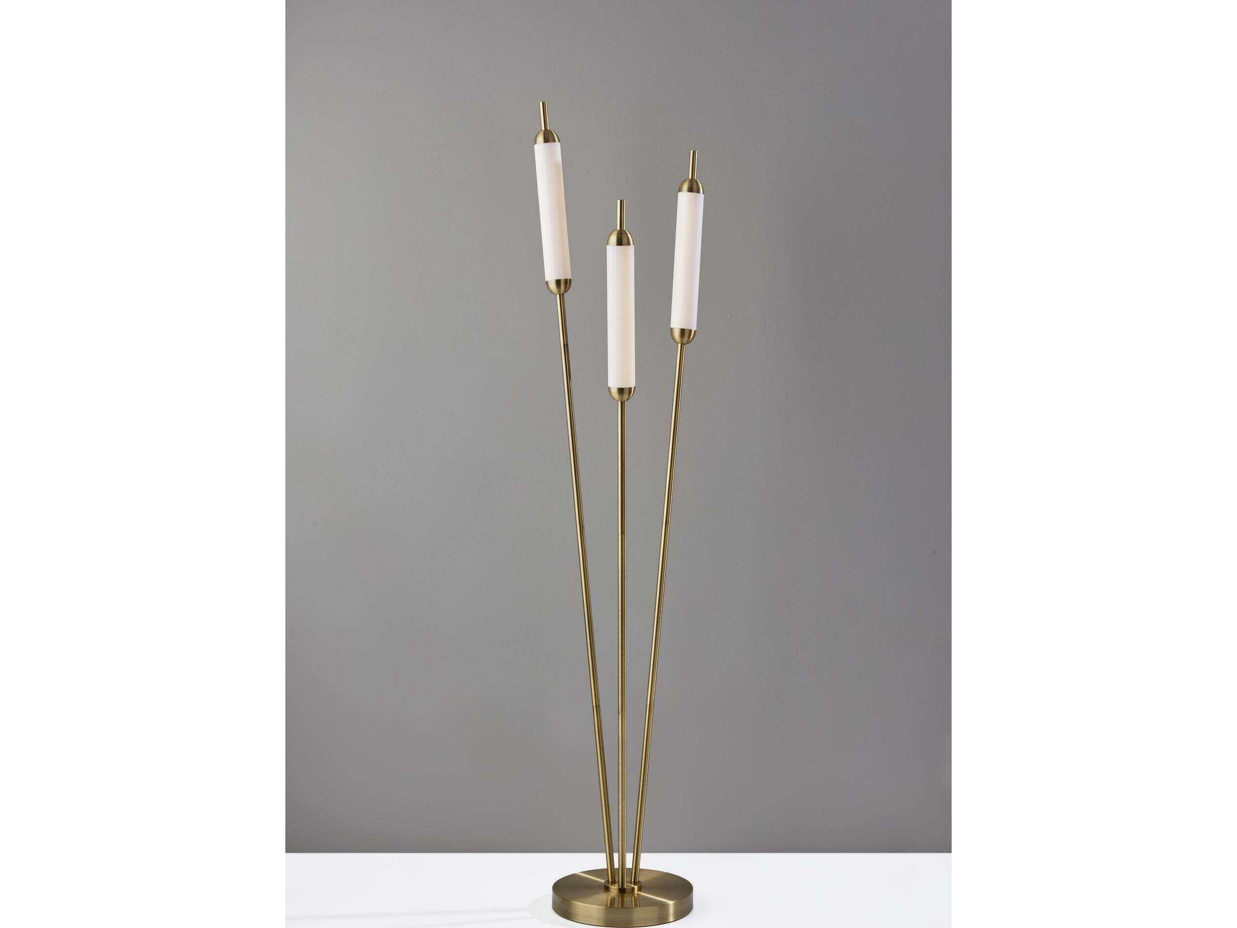 Adesso Pierce Antique Brass Frosted Acrylic Floor Lamp