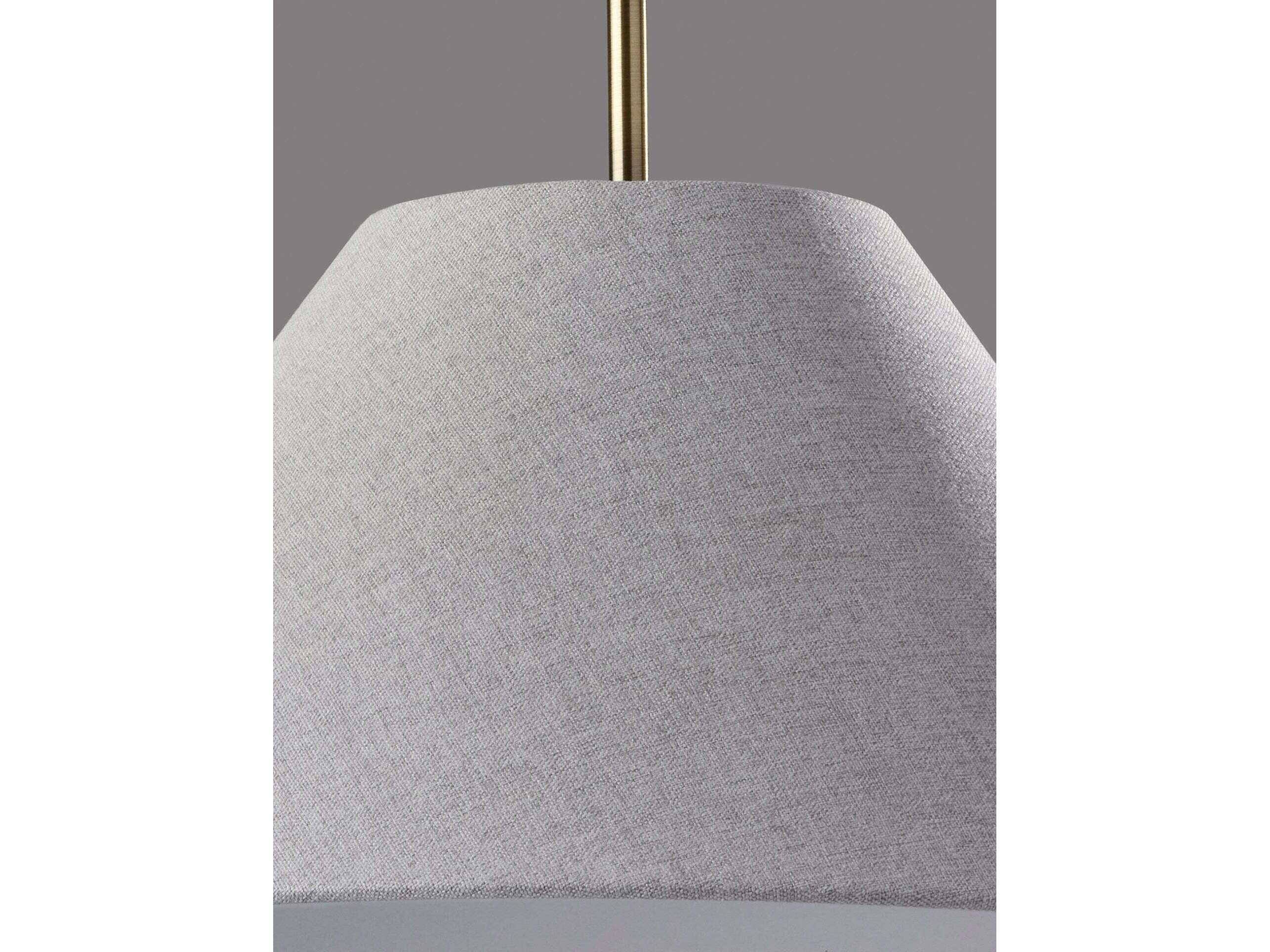Adesso Hadley Light Grey Textured Antique Brass Drum Pendant