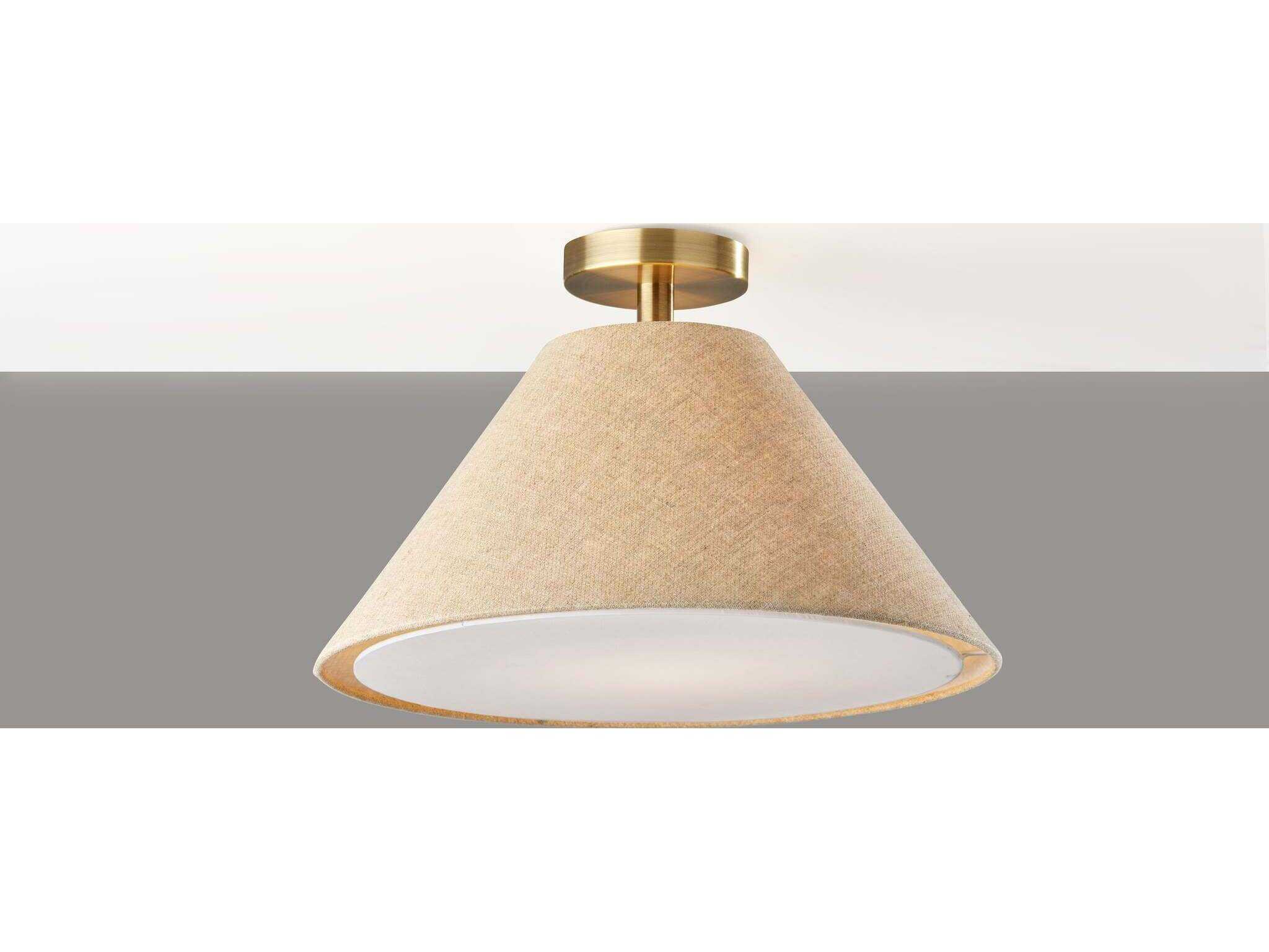 Adesso Hadley Antique Brass Drum Flush Mount