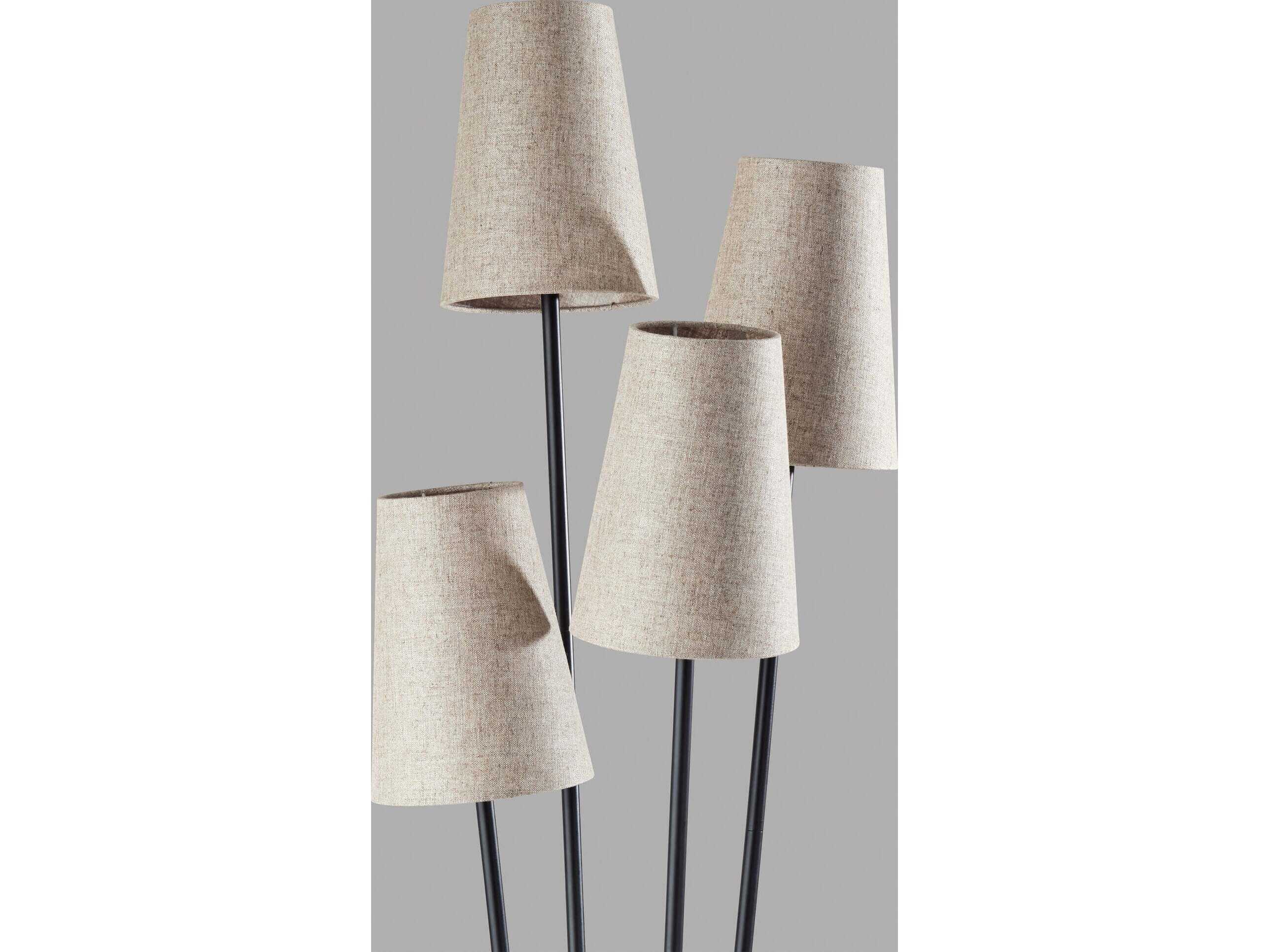 Adesso Wentworth Black Light Brown Textured Fabric Shades Floor Lamp