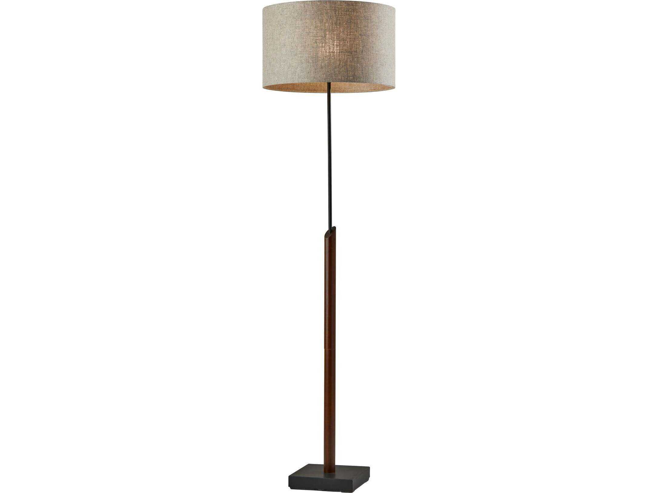 Adesso Ethan Black Walnut Natural Textured Fabric Floor Lamp